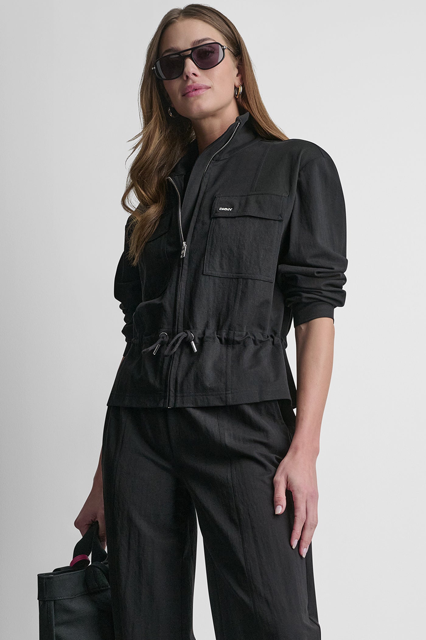 Black PIQUÉ TECH JACKET, VIEW 1 | Clothing