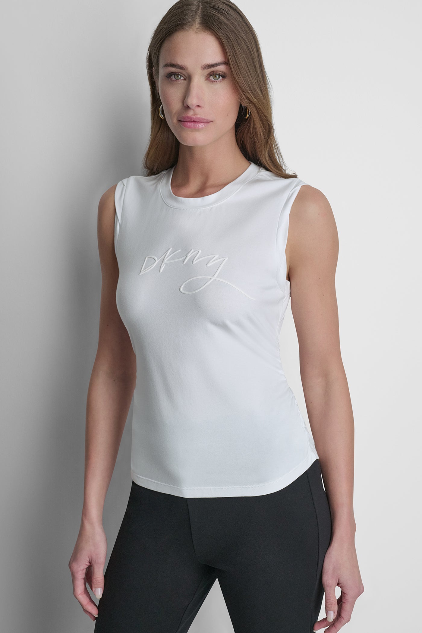 White SLEEVELESS LOGO TOP, FRONT VIEW | SPRING 2026