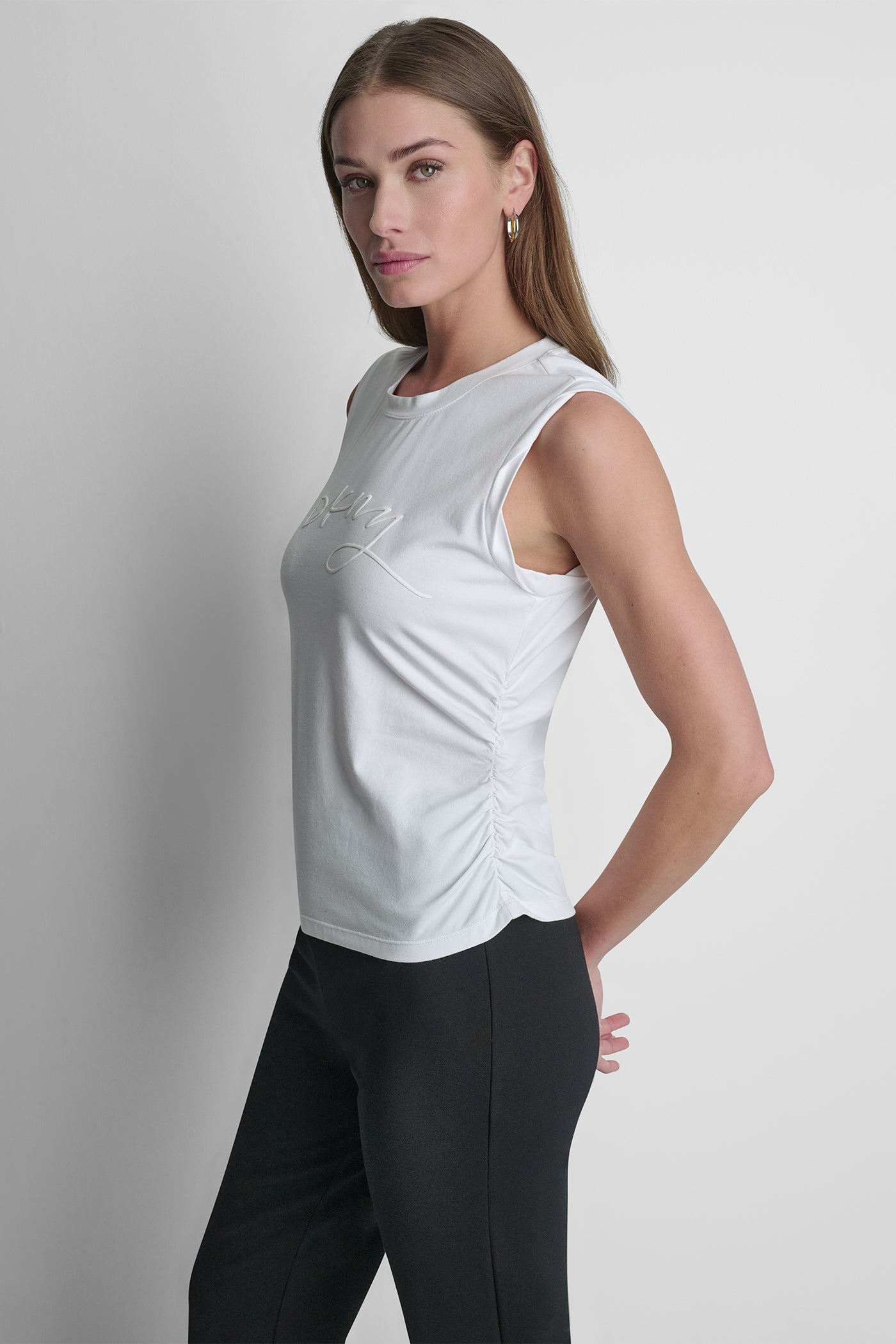 White SLEEVELESS LOGO TOP, BACK VIEW | SPRING 2026