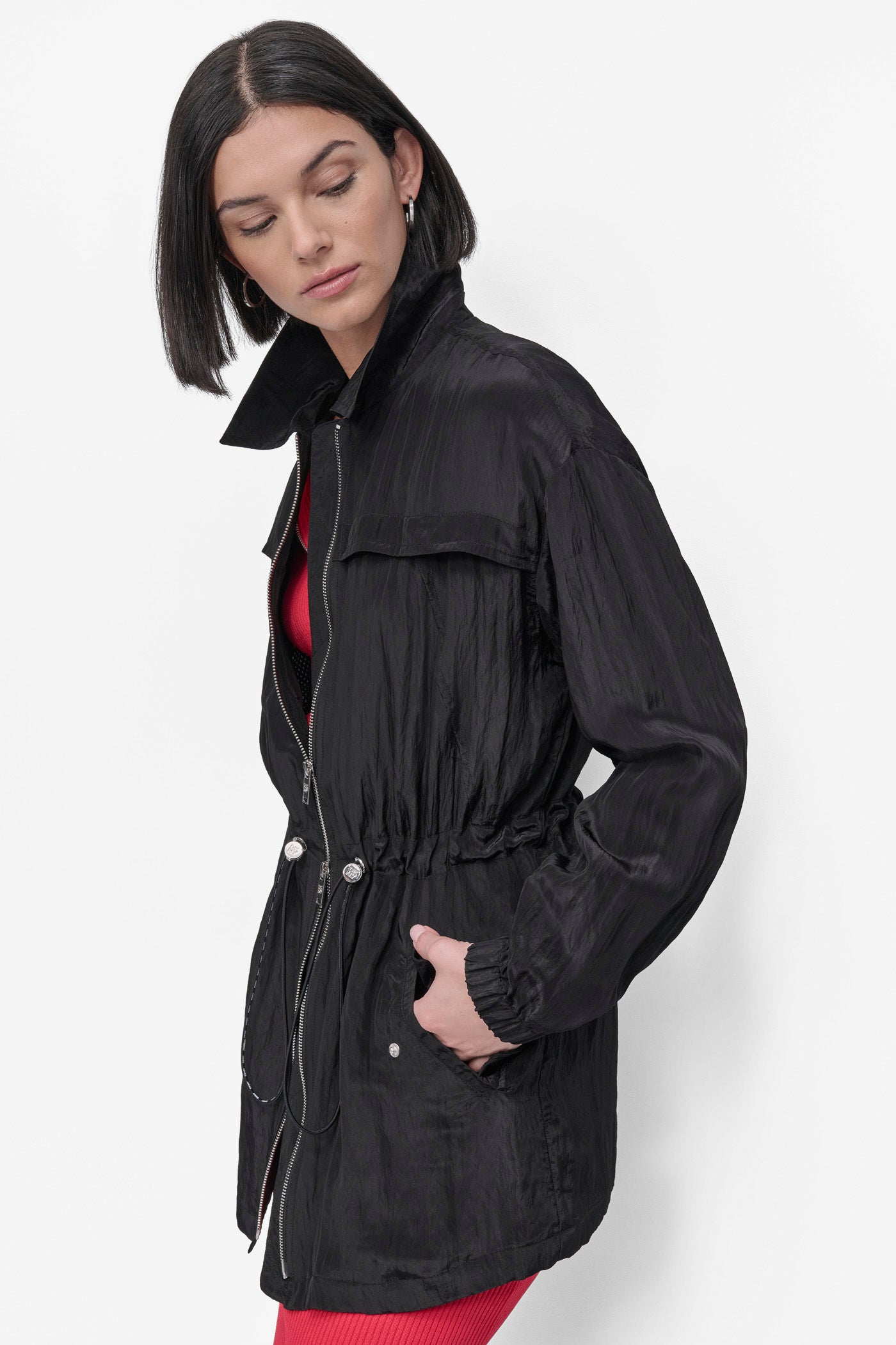 LONG SLEEVE TEXTURED ANARAK JACKET VIEW 3 | Jackets & Blazers
