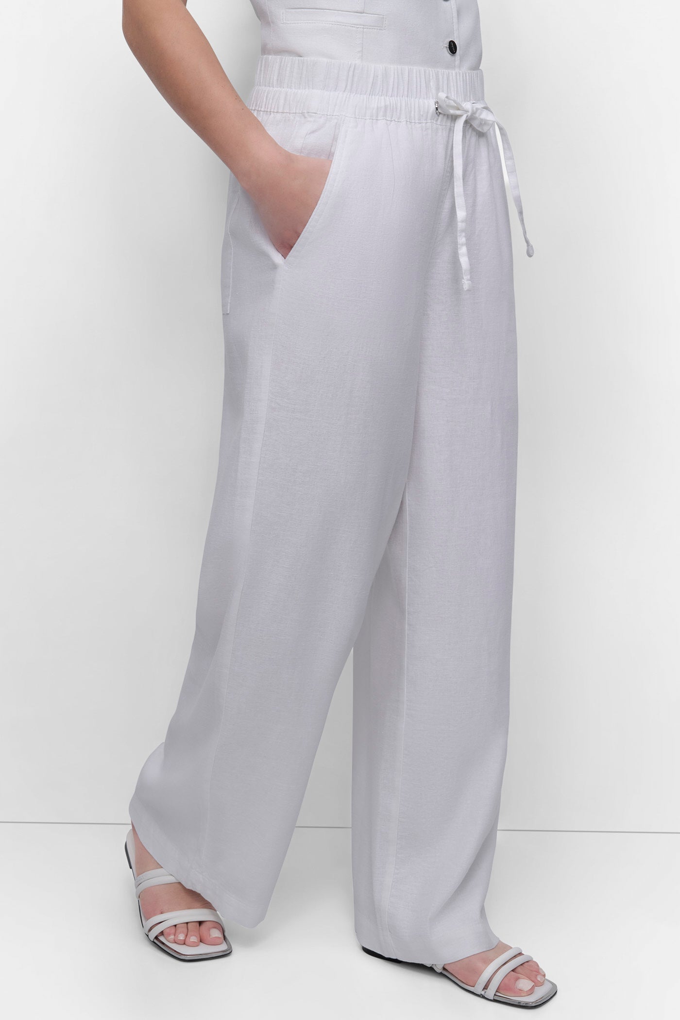 LINEN VISCOSE PULL ON PANT VIEW 3 | Summer Essentials