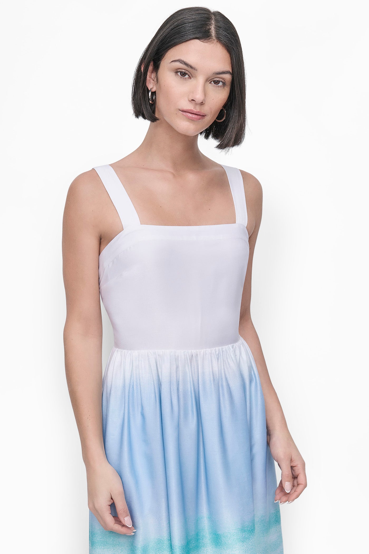 SLEEVELESS PRINTED SATIN DRESS VIEW 5 | SALE DRESSES