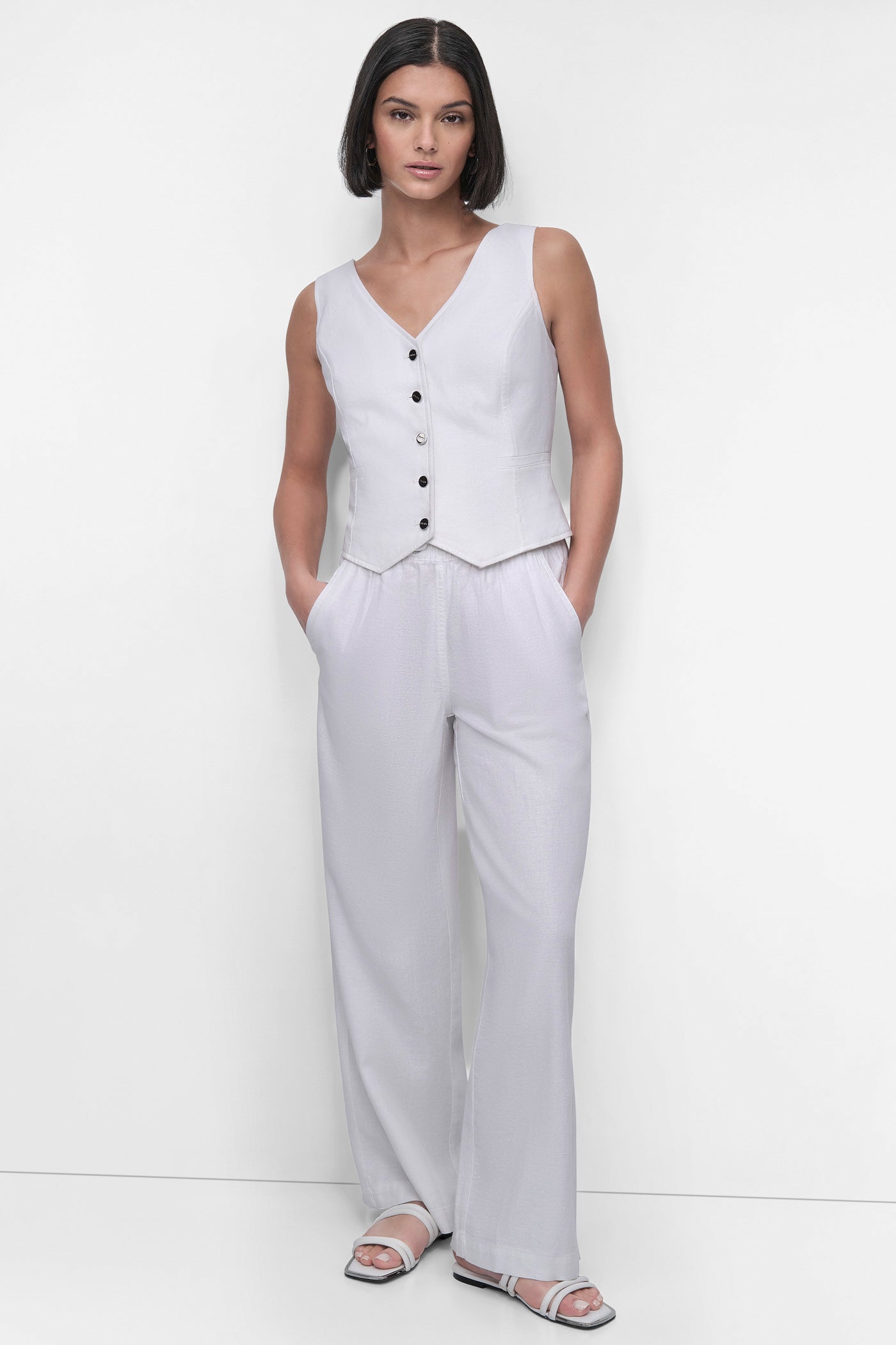 SLEEVELESS LINEN VISCOSE VEST VIEW 4 | Summer Essentials