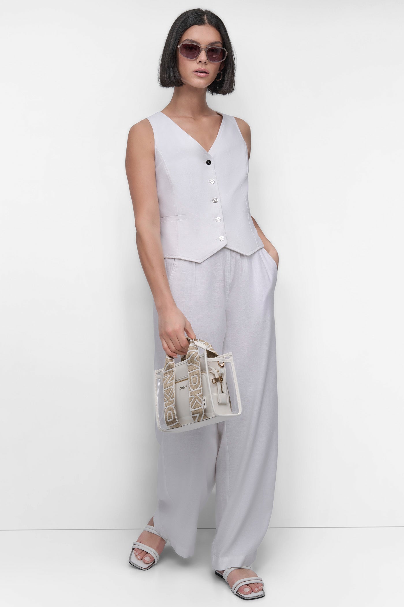 SLEEVELESS LINEN VISCOSE VEST VIEW 7 | Summer Essentials