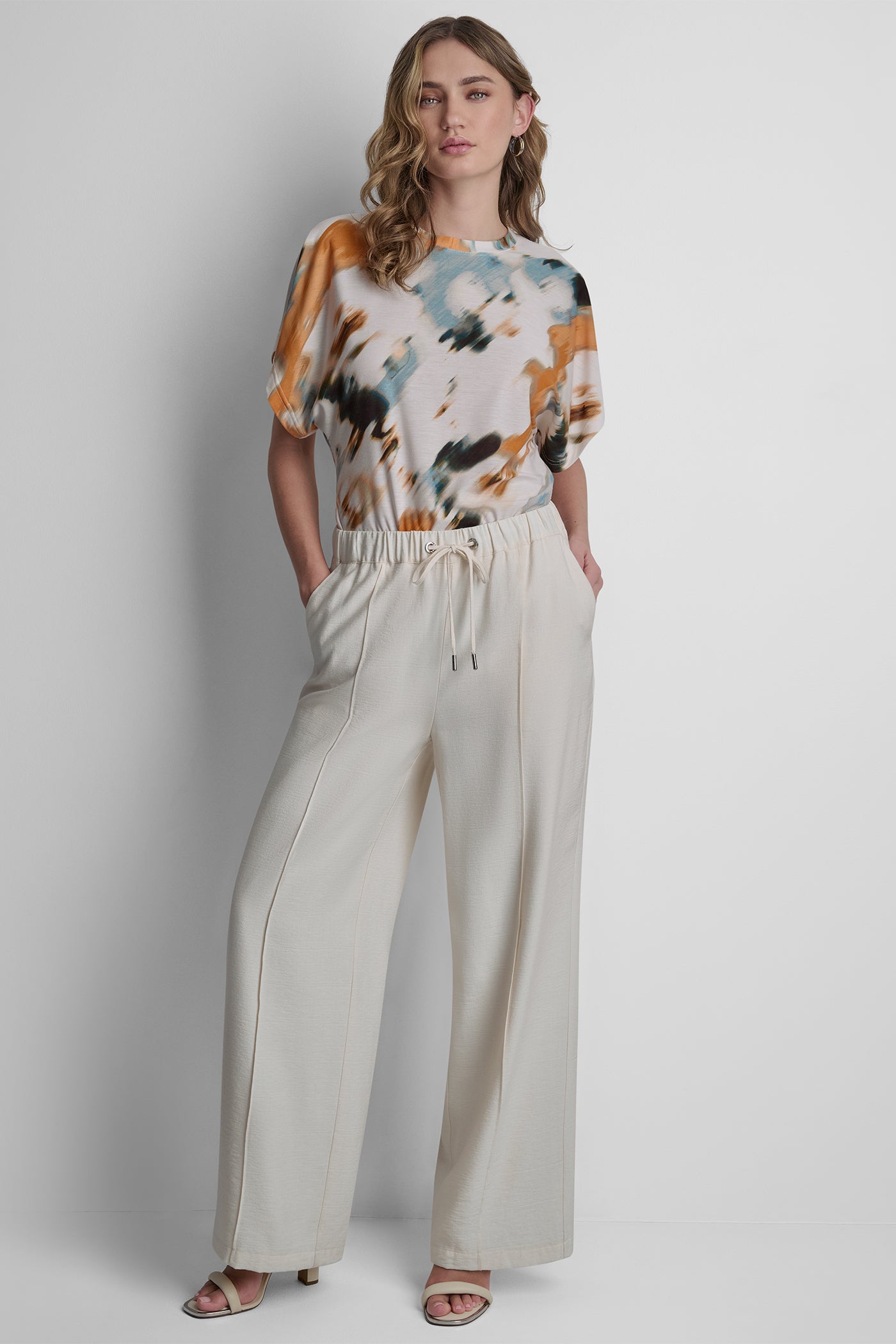 Coconut SEAMED WIDE LEG PULL-ON PANT, BACK VIEW | Pants & Denim