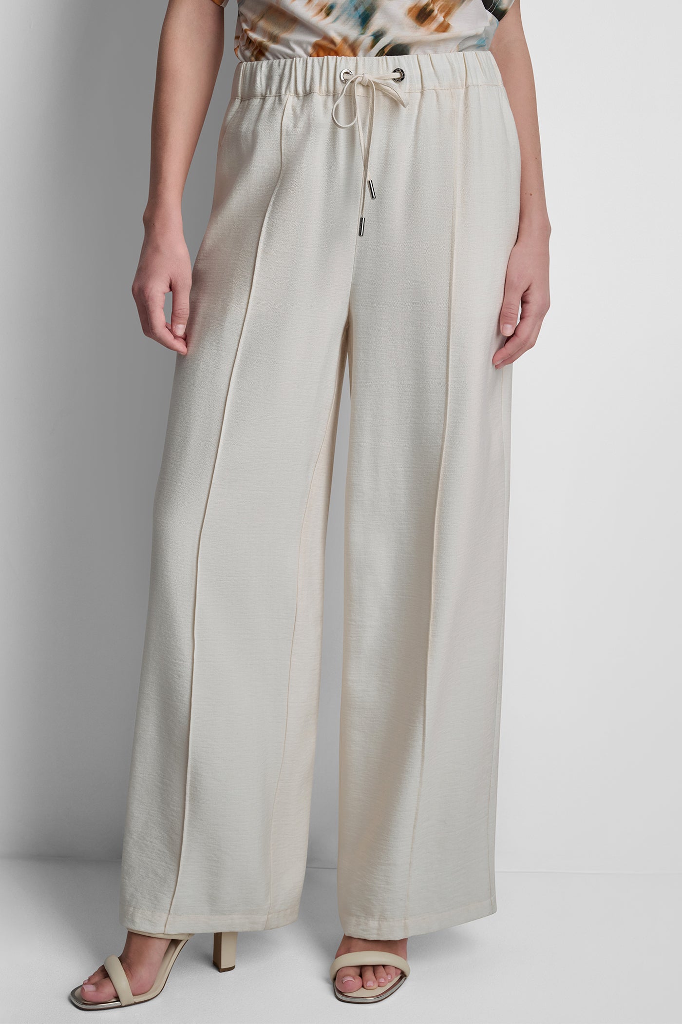 Coconut SEAMED WIDE LEG PULL-ON PANT, FRONT VIEW | Pants & Denim