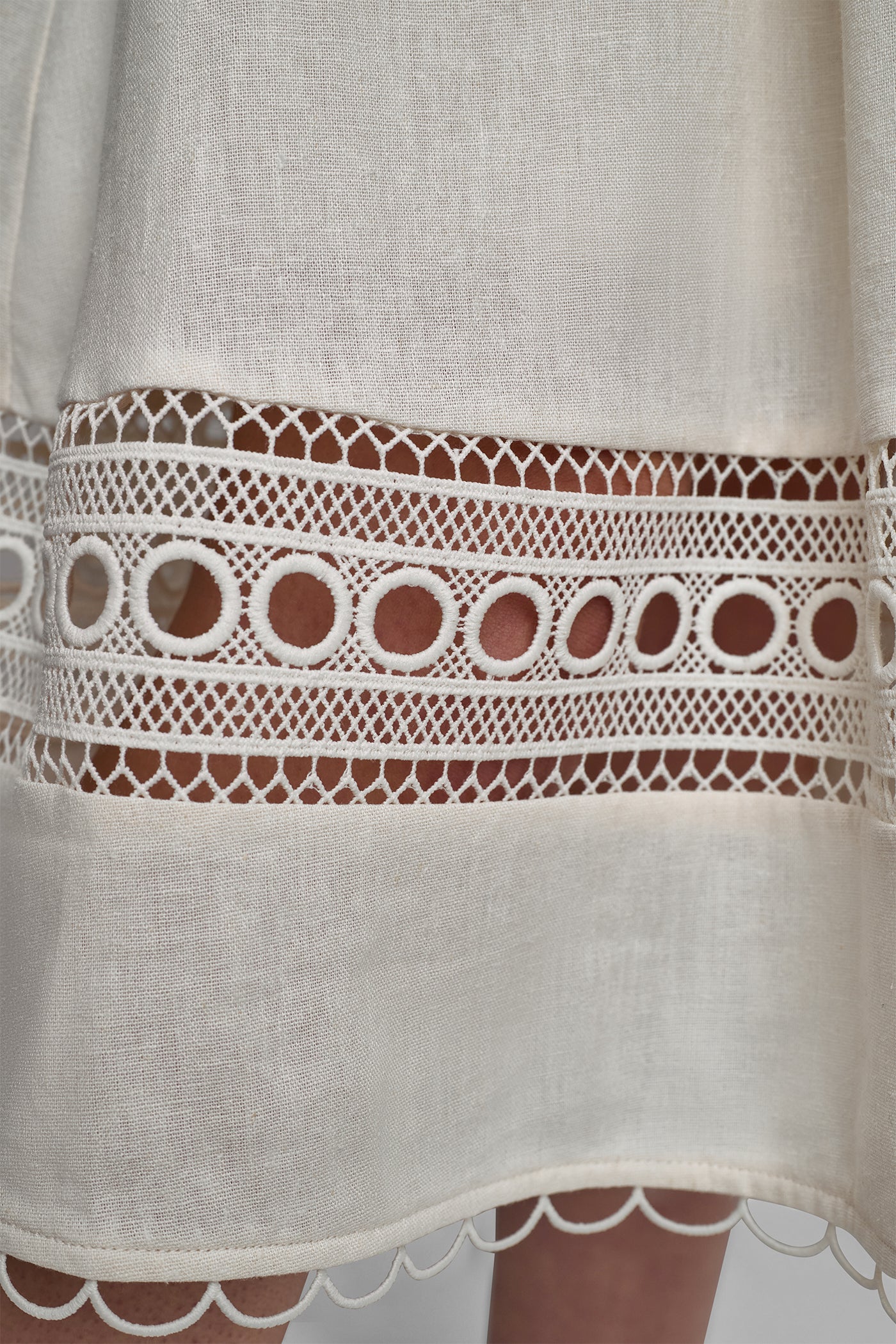 LINEN-BLEND LACE-TRIMMED MIDI DRESS VIEW 8 | Dresses & Jumpsuits