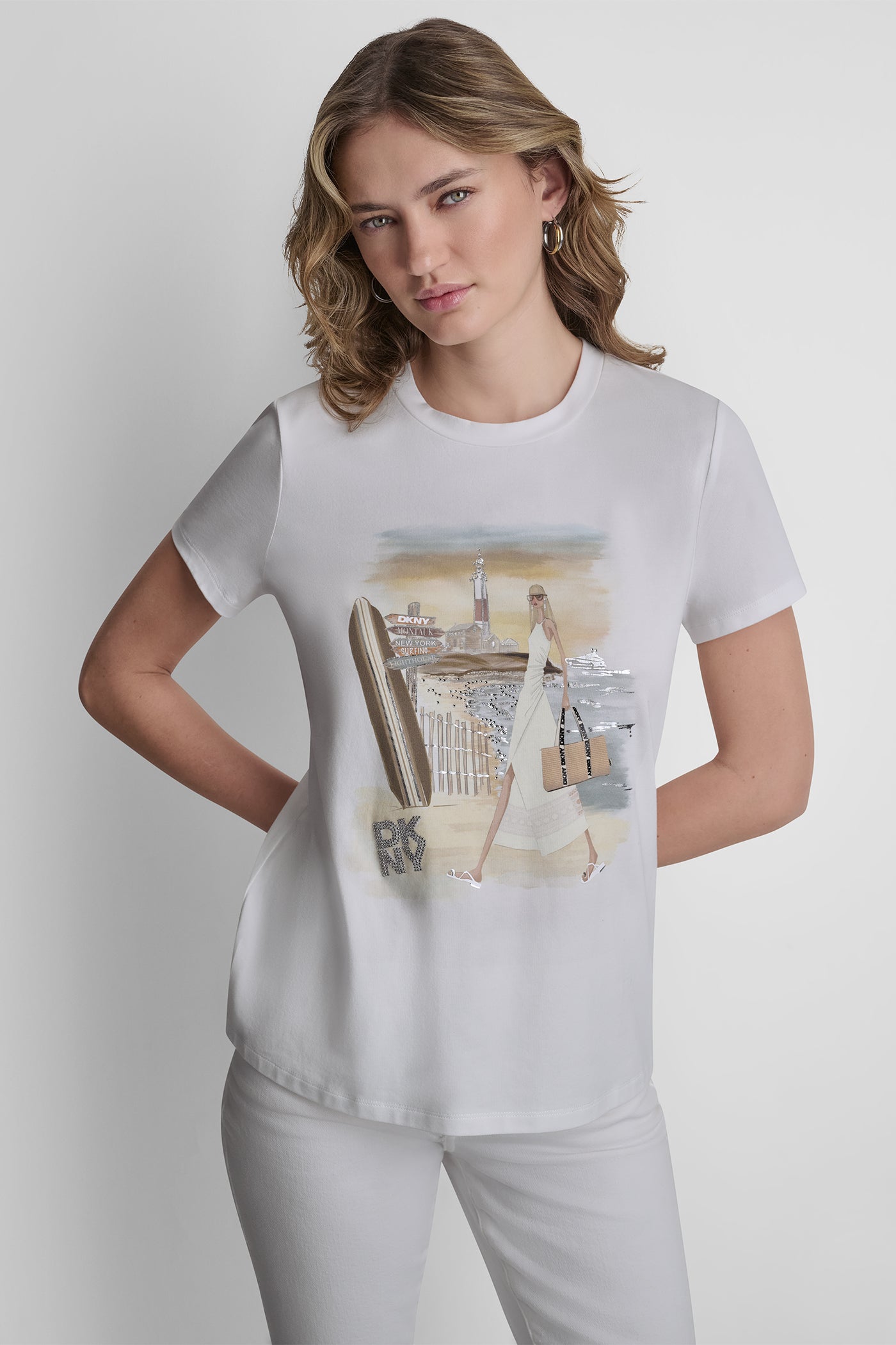 White MONTAUK GRAPHIC TEE, FRONT VIEW | New Arrivals