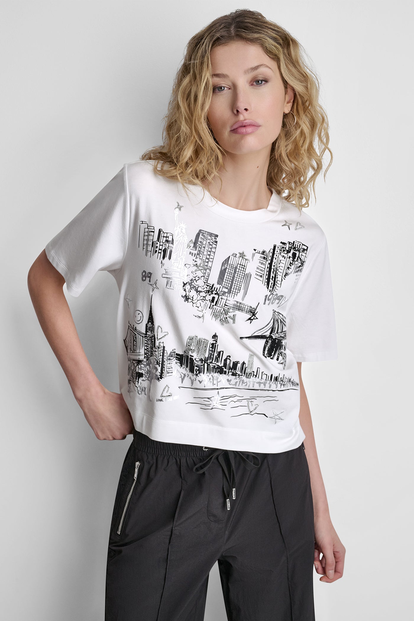 White NEW YORK TOILE GRAPHIC TEE, FRONT VIEW | New Arrivals