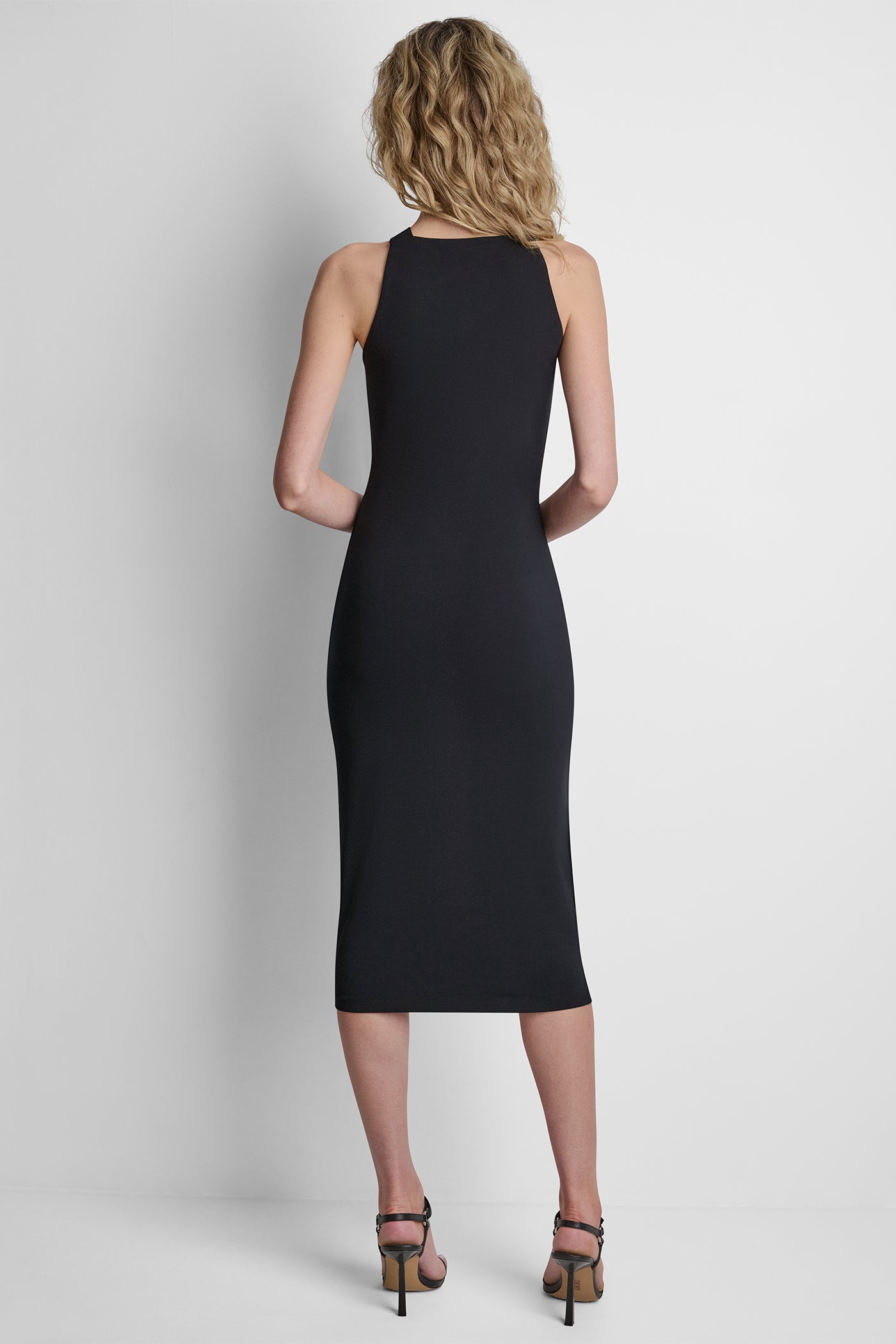 STRETCH COTTON LOGO STRAP MIDI DRESS VIEW 3 | New Arrivals