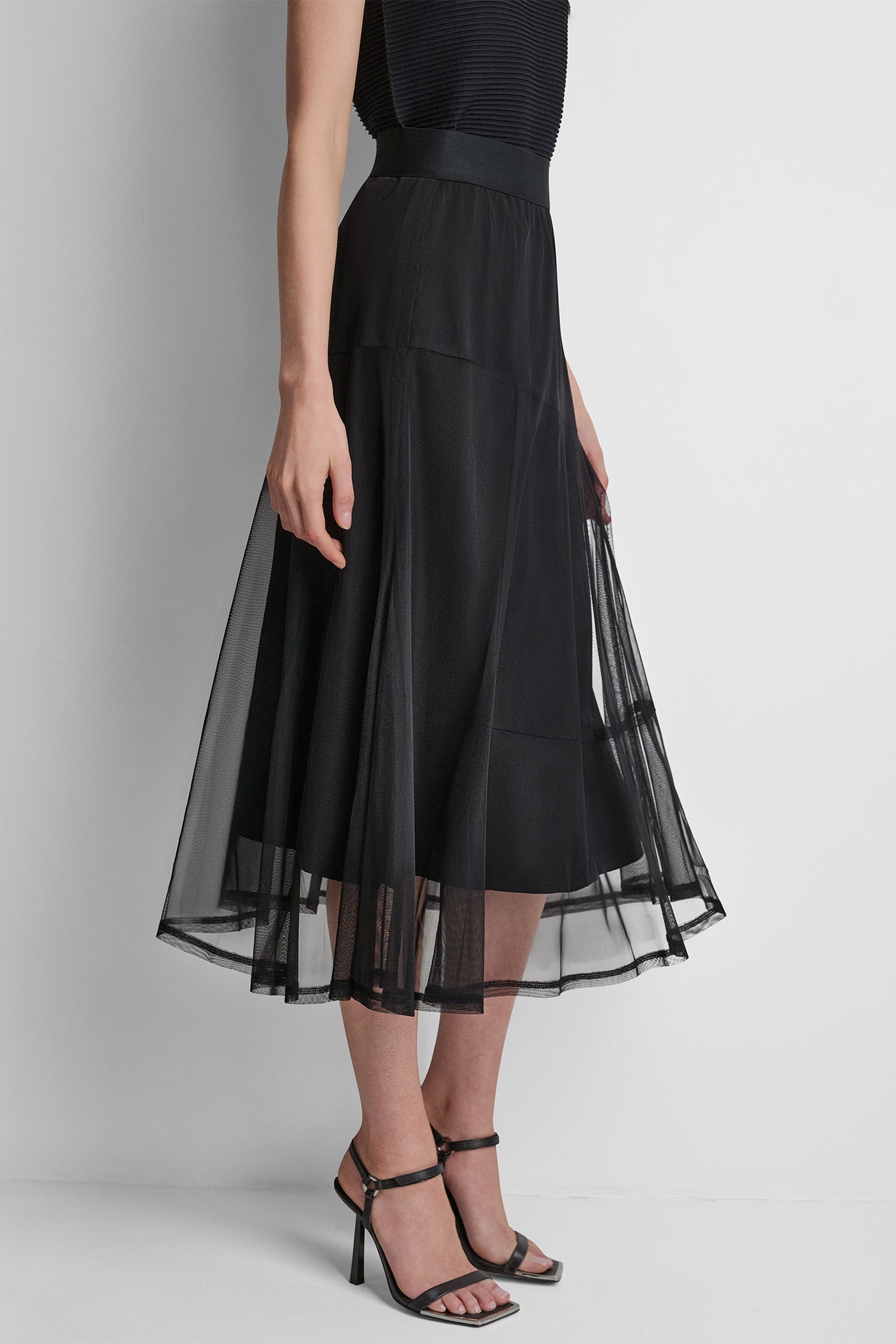 LAYERED MESH MIDI SKIRT VIEW 3 | DKNY Promo