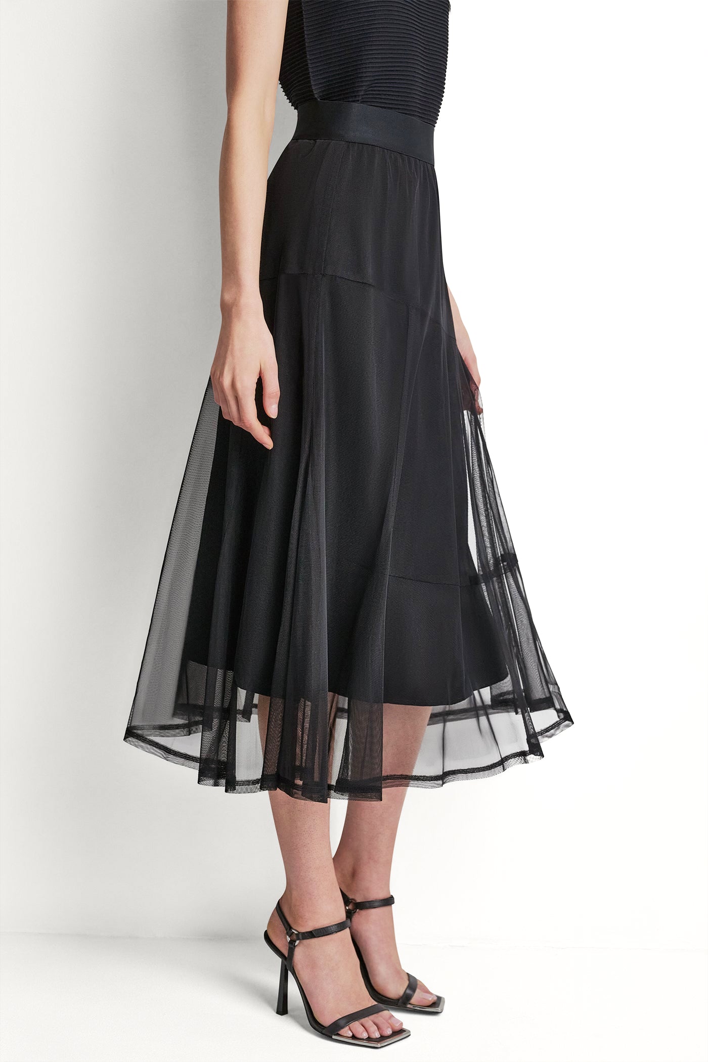 LAYERED MESH MIDI SKIRT VIEW 4