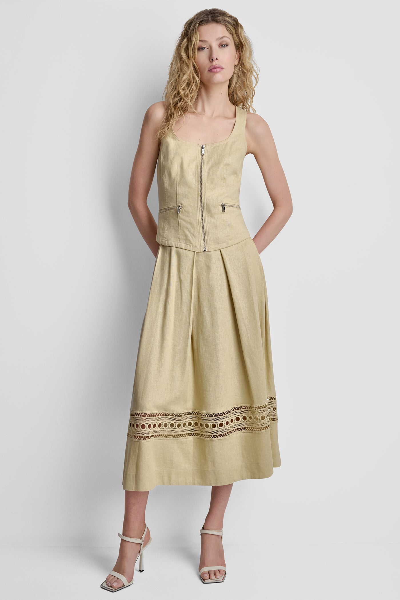 Linen Blend Zip Front Vest | Shirt | DKNY Linen Blend Zip Front Vest | Shirt | DKNY