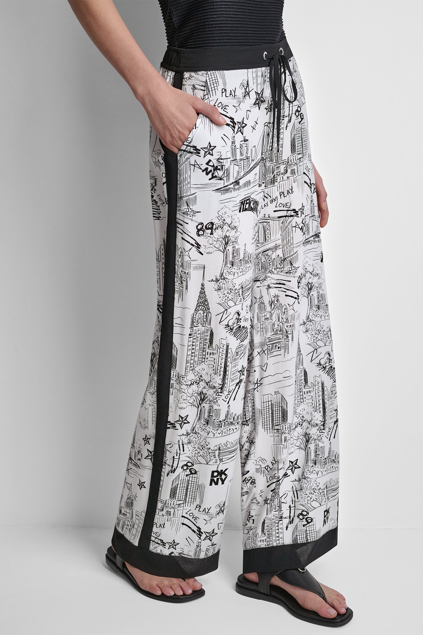 PRINTED DRAWSTRING WIDE LEG PANT VIEW 4 | New Arrivals