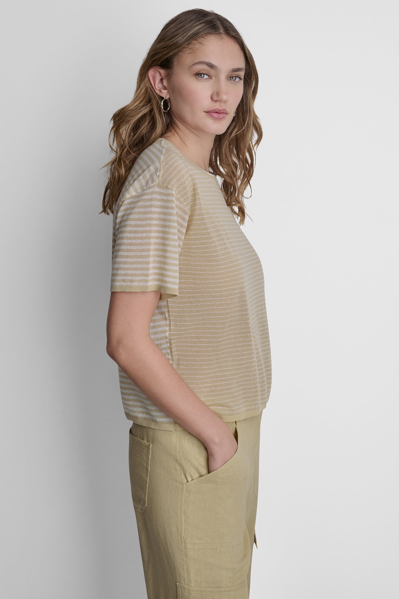SHORT SLEEVE MIXED STRIPE SWEATER VIEW 4 | New Arrivals