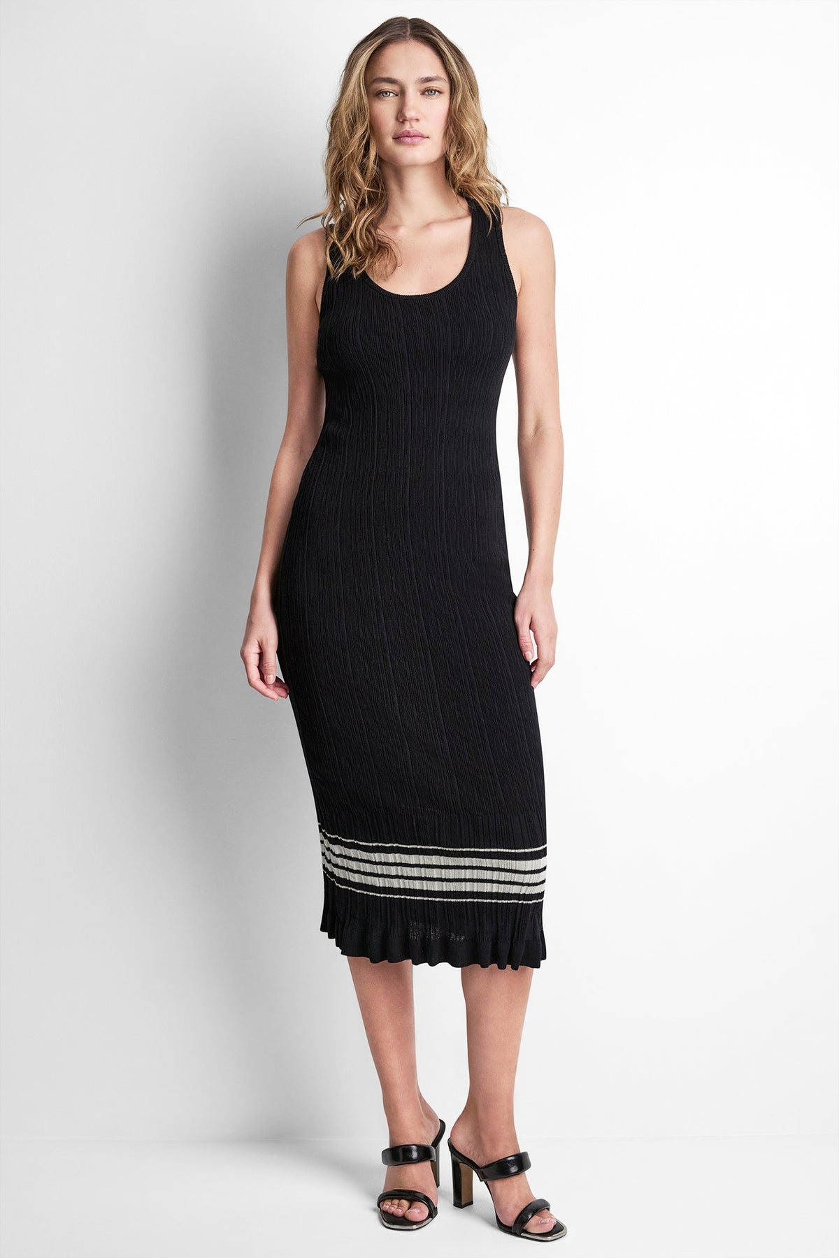 RIBBED STRIPE MIDI SWEATER DRESS VIEW 2