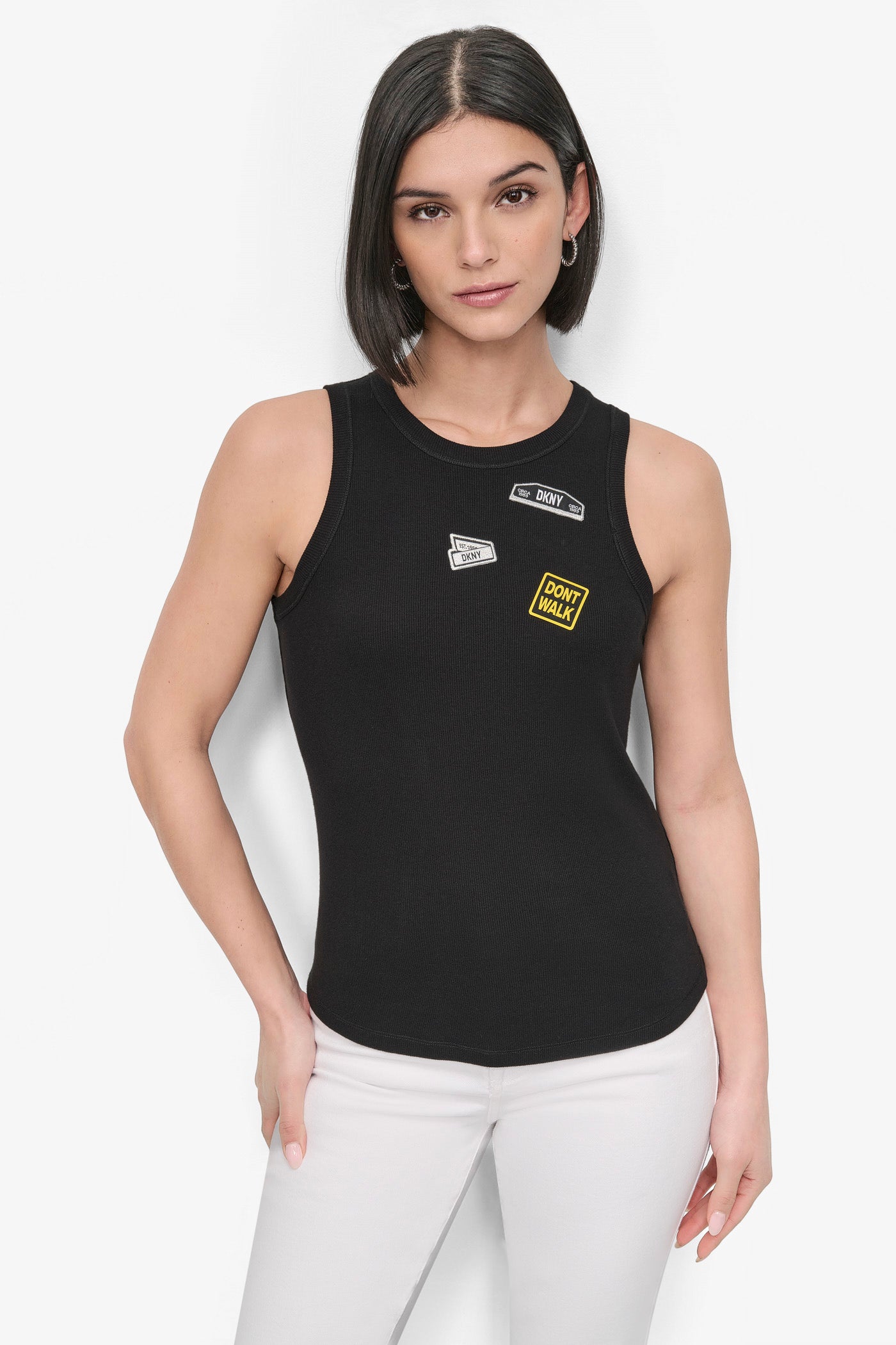 Black EMBELLISHED TANK, FRONT VIEW | Tees & Tanks