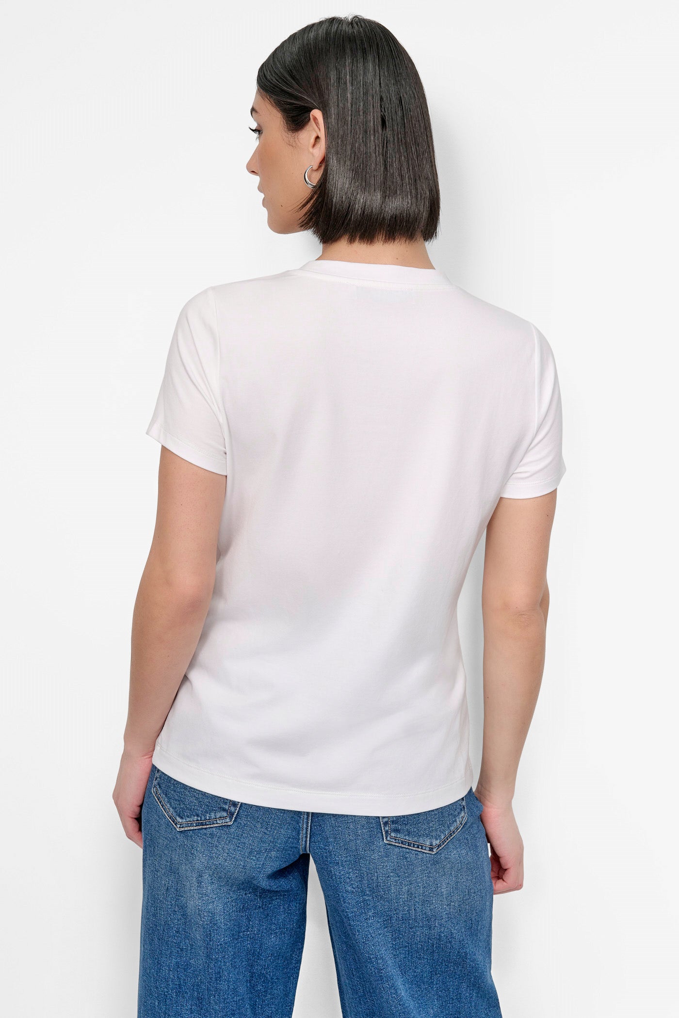 White BOW BRIDGE EMBELLISHED GRAPHIC TEE, BACK VIEW | Fall Neutrals