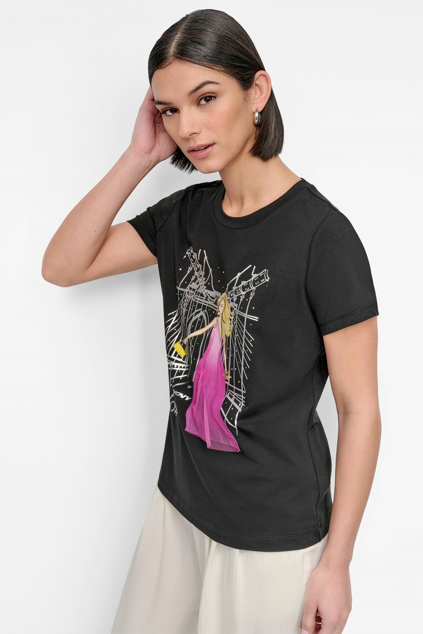BOW BRIDGE EMBELLISHED GRAPHIC TEE VIEW 3