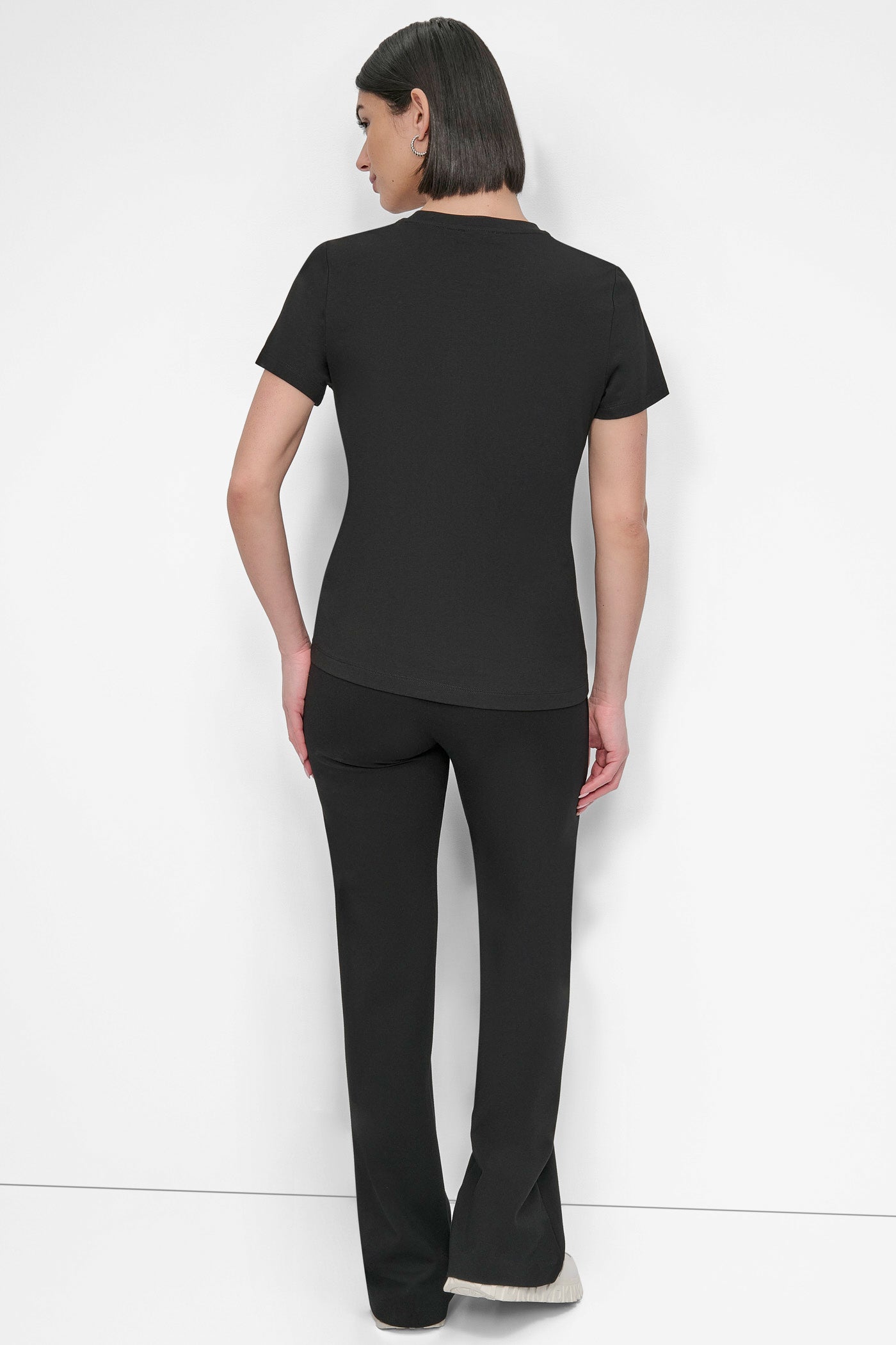 Black SHORT SLEEVE PRINTED STACK LOGO TEE, BACK VIEW | Tees & Tanks