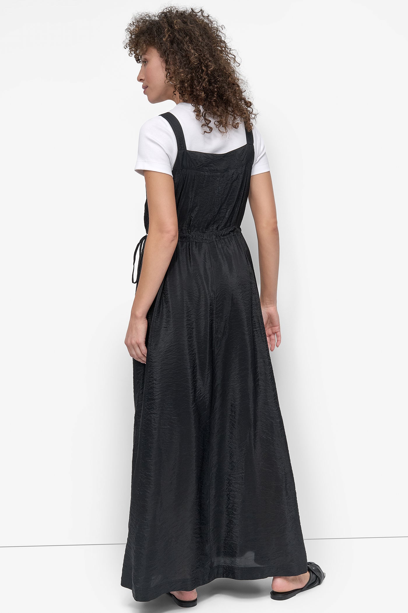 Black SLEEVELESS OVERALL DRESS, BACK VIEW | SALE DRESSES