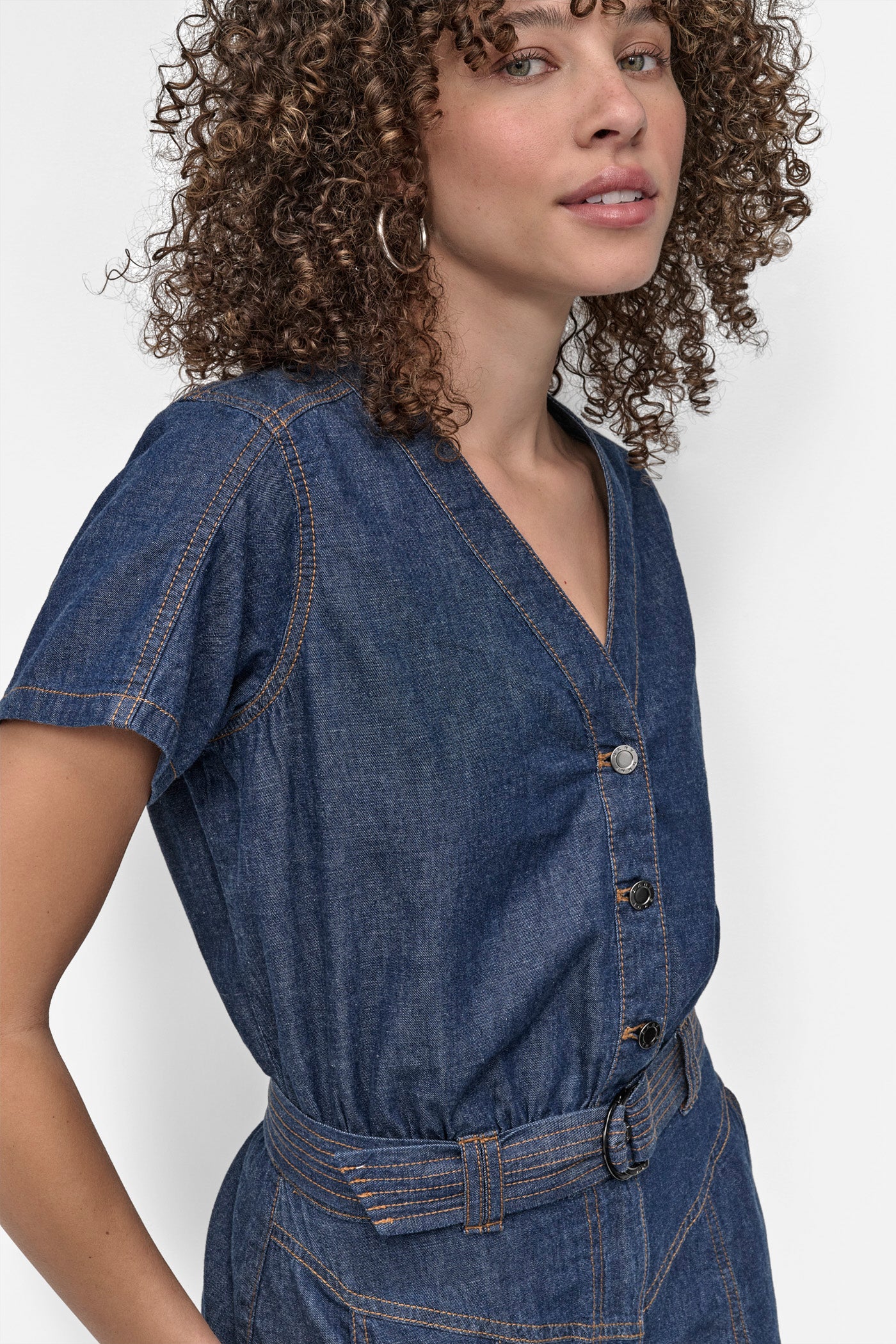 BUTTON FRONT DENIM MINI DRESS VIEW 4 | SALE DRESSES