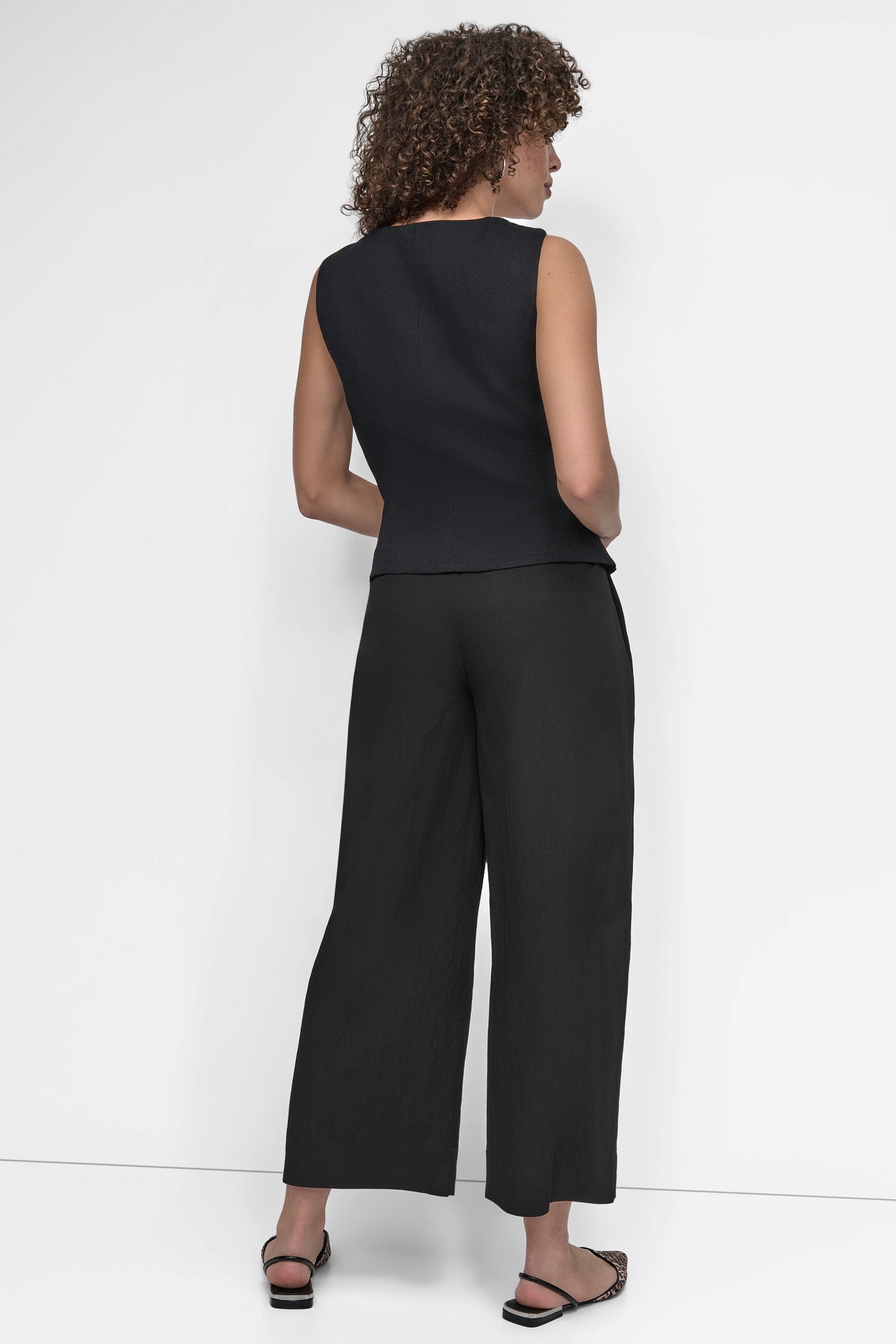 Black CORSET STYLE VEST, BACK VIEW | WOMEN'S SWEATERS & TOPS
