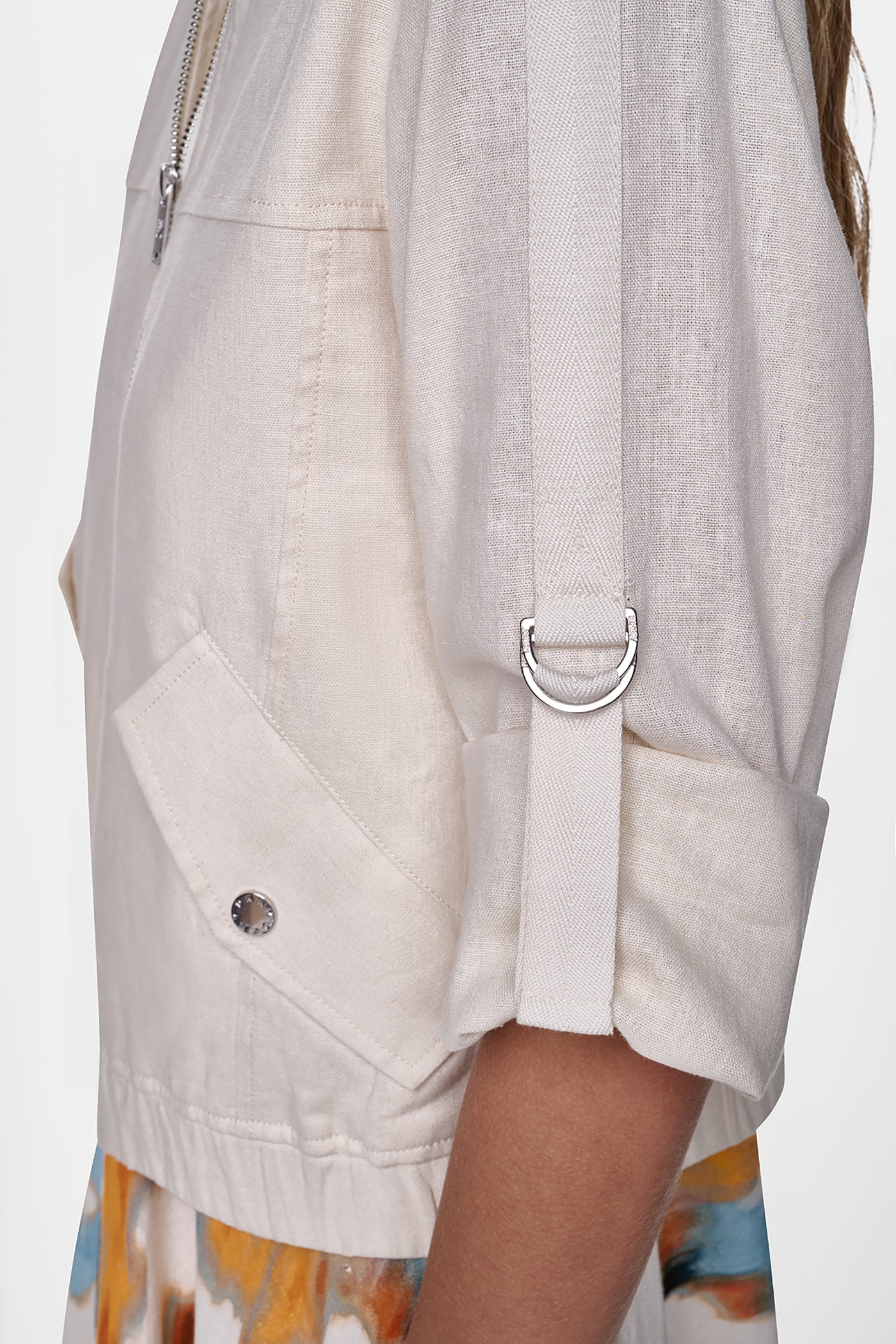 LINEN-BLEND ROLL-TAB SLEEVE BOMBER JACKET VIEW 10 | WOMENS COATS & JACKETS