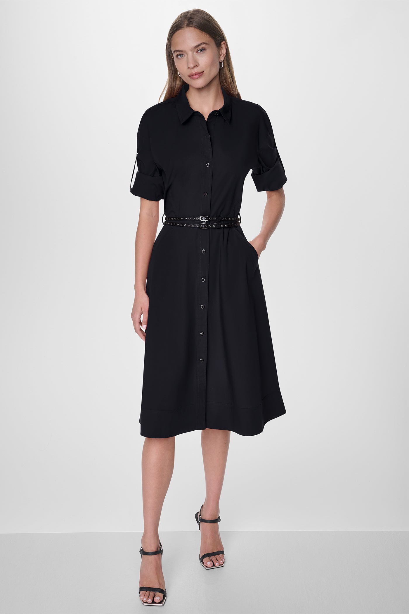 ROLL TAB BELTED POPLIN DRESS VIEW 6 | New Arrivals