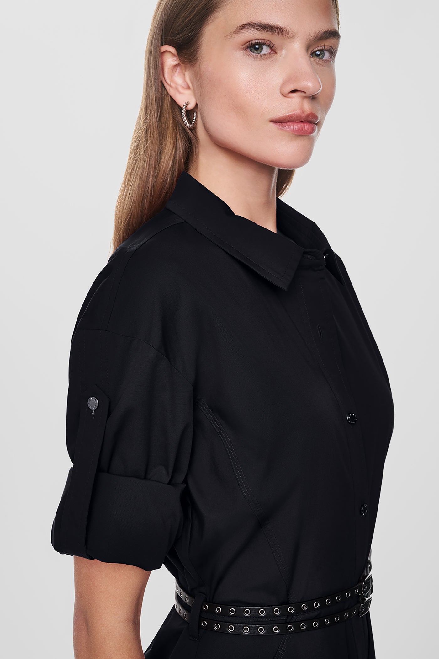 ROLL TAB BELTED POPLIN DRESS VIEW 7 | New Arrivals