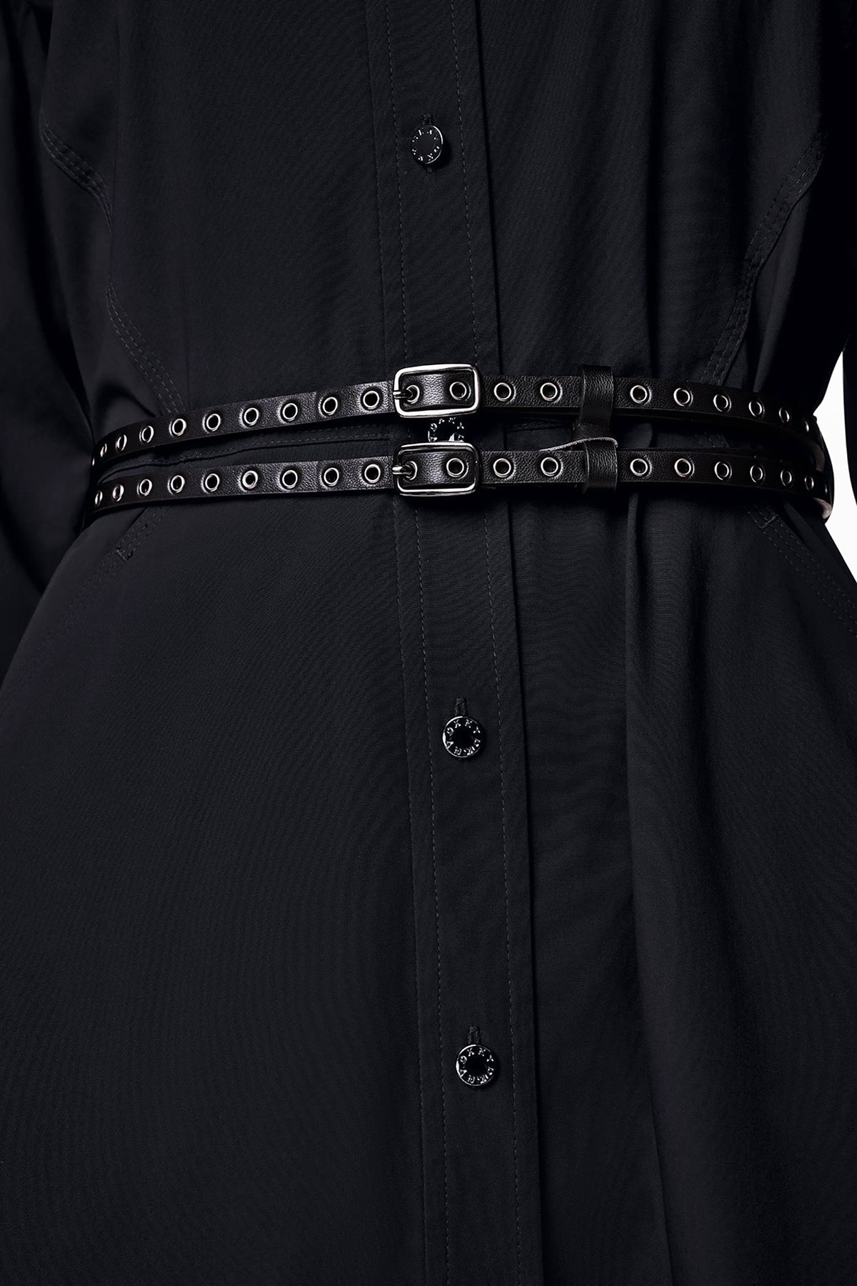 ROLL TAB BELTED POPLIN DRESS VIEW 2