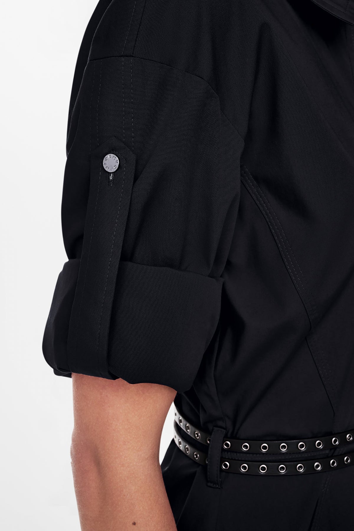 ROLL TAB BELTED POPLIN DRESS VIEW 2