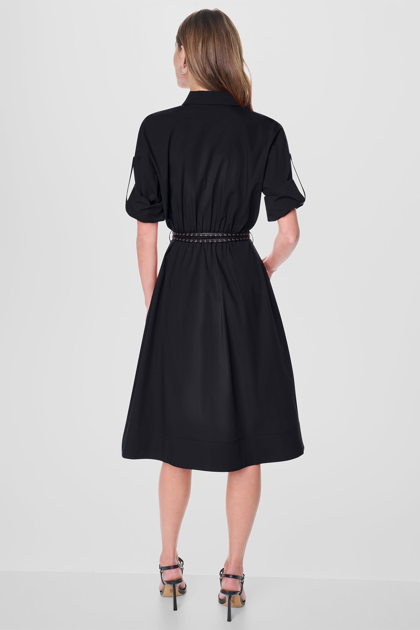 ROLL TAB BELTED POPLIN DRESS VIEW 3 | New Arrivals