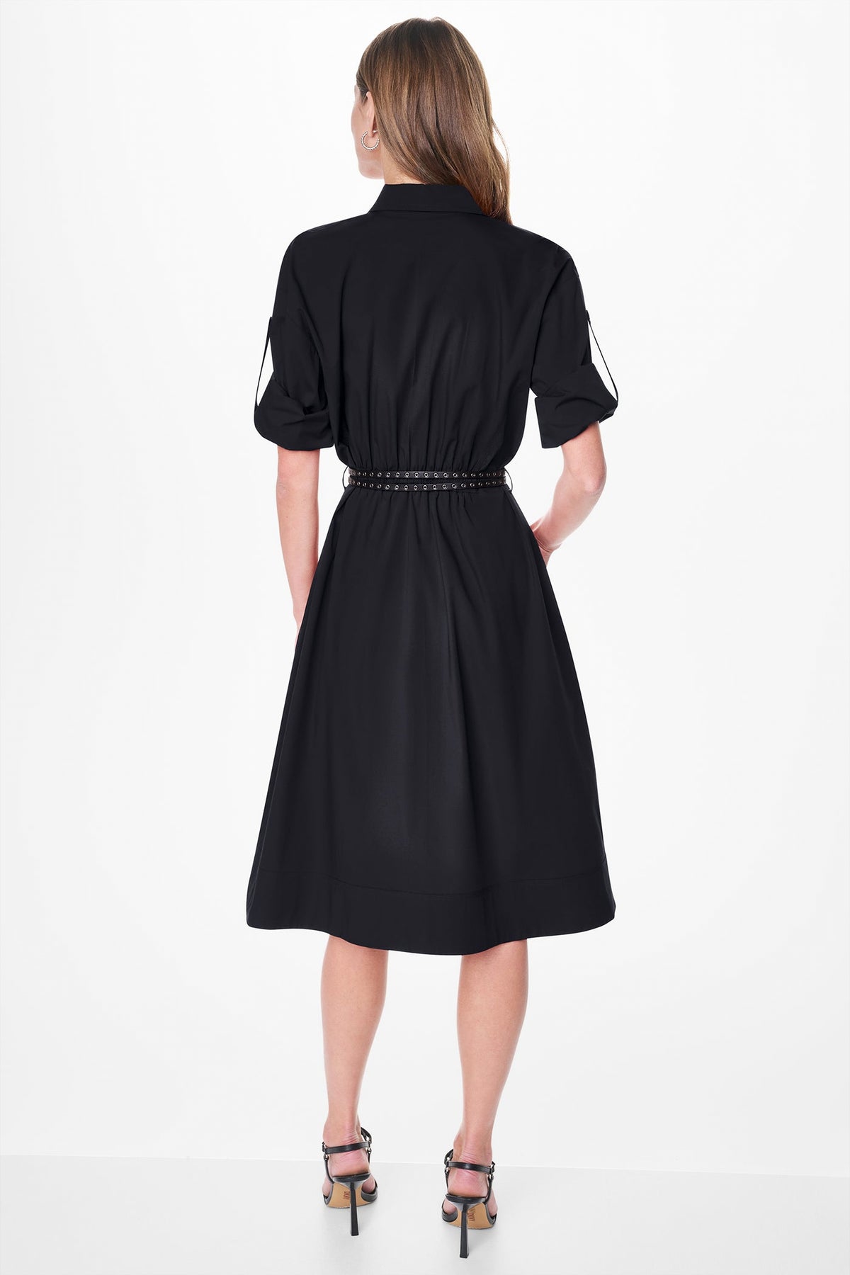 ROLL TAB BELTED POPLIN DRESS VIEW 2