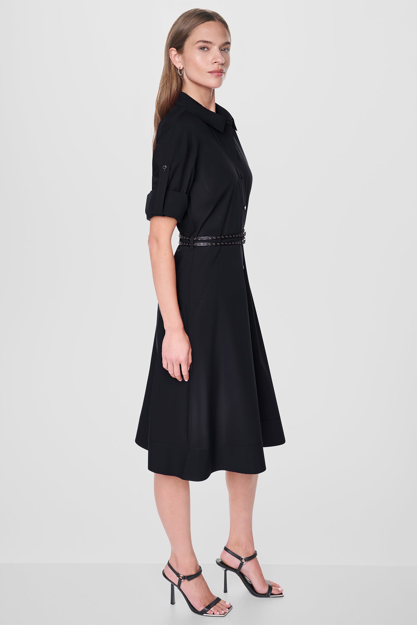 ROLL TAB BELTED POPLIN DRESS VIEW 4 | New Arrivals