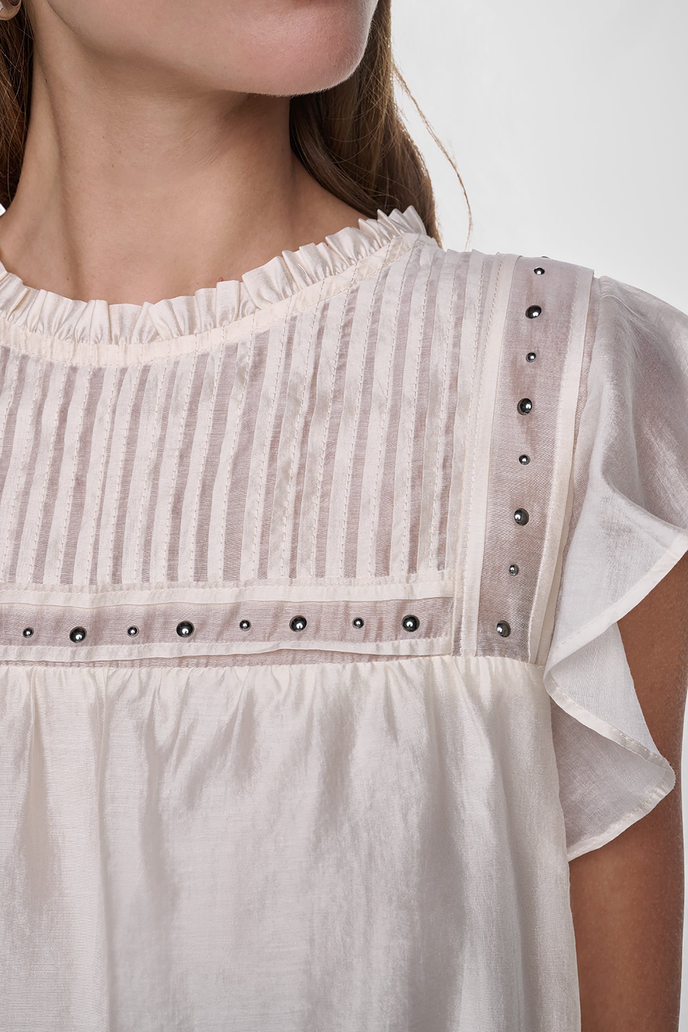 PLEATED STUDDED BLOUSE VIEW 7 | New clothing