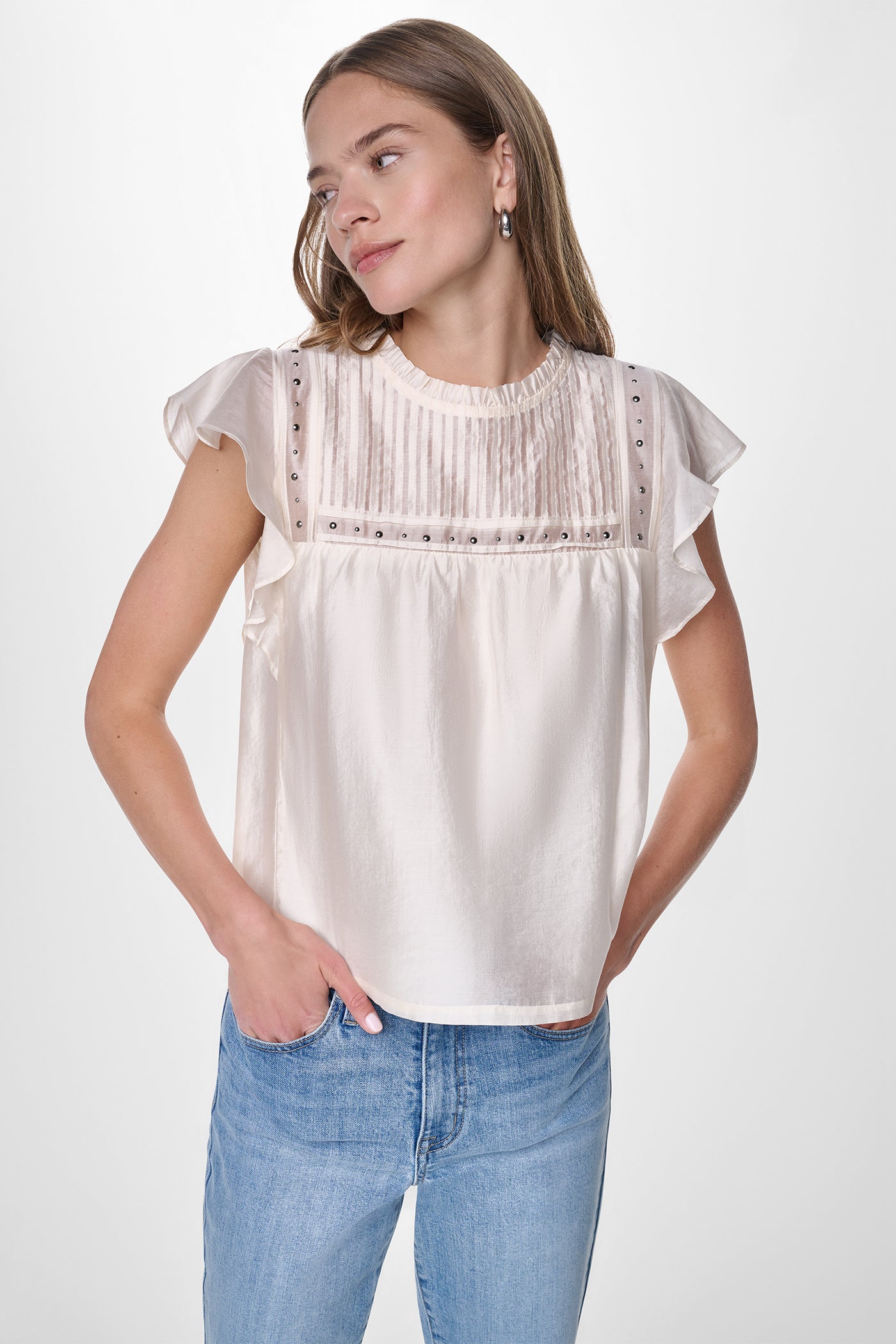 PLEATED STUDDED BLOUSE VIEW 5 | New clothing
