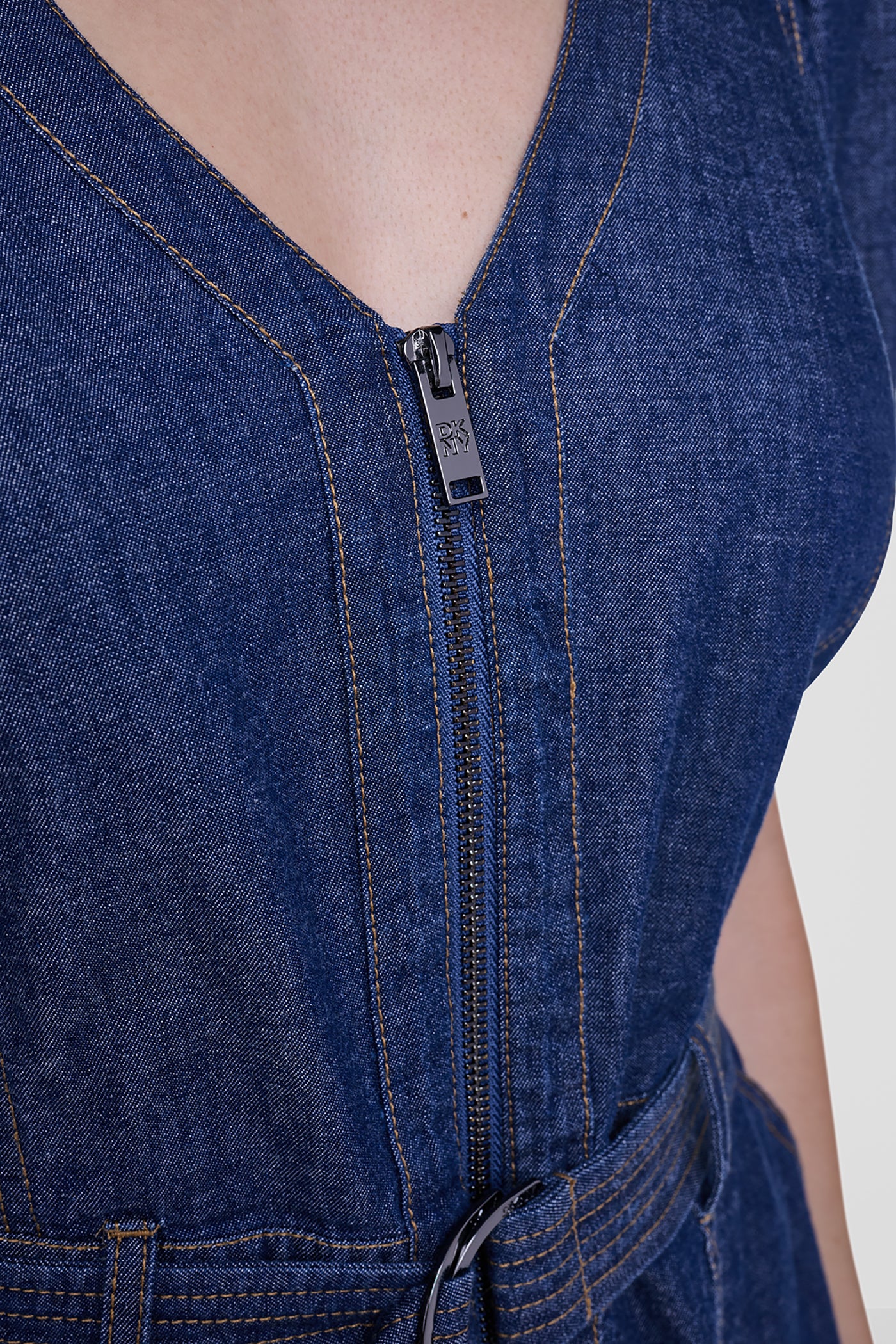 PUFF SLEEVE BELTED DENIM DRESS VIEW 5 | Denim Destination
