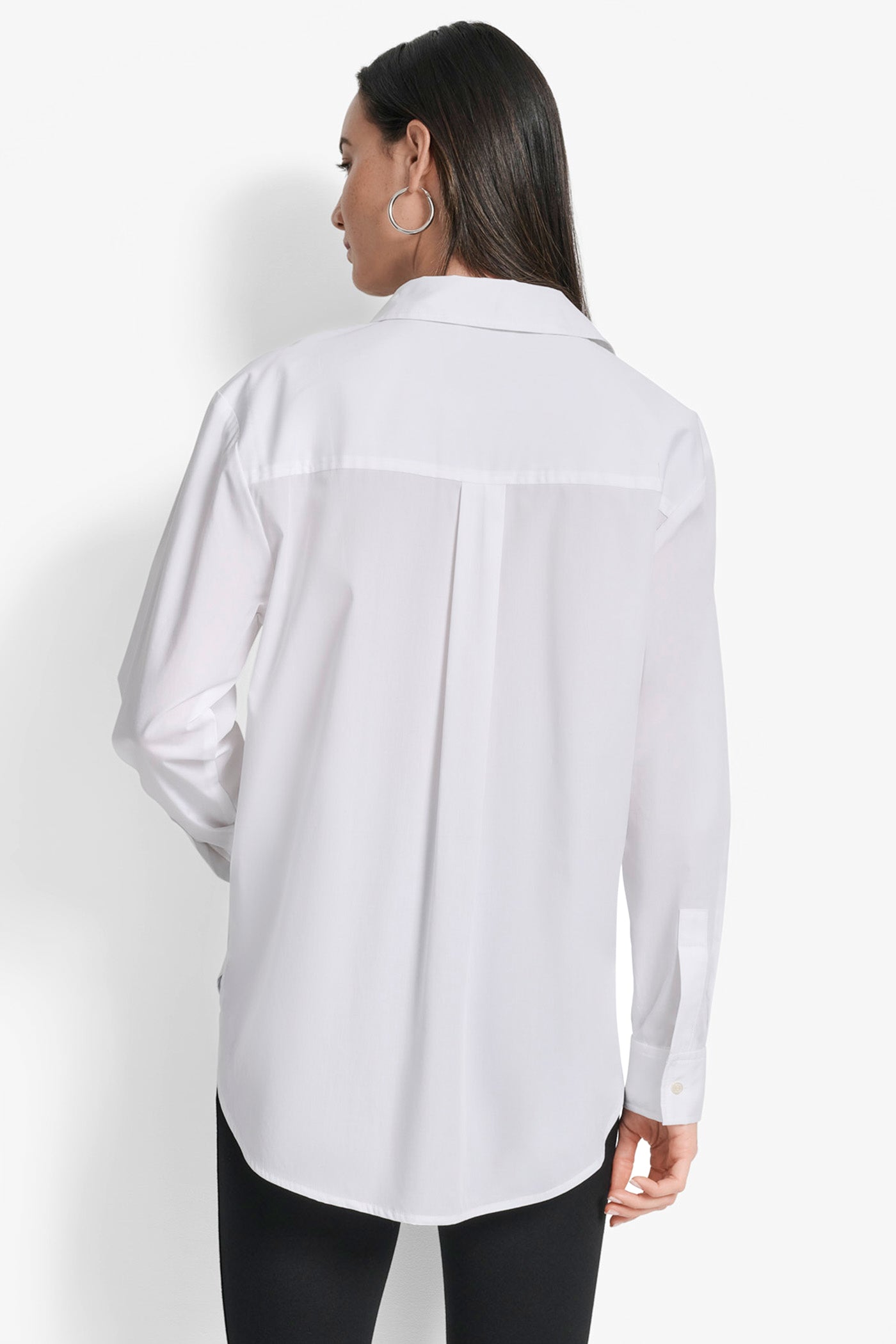 White CITY SKYLINE POCKET SHIRT, BACK VIEW | WOMEN'S SWEATERS & TOPS