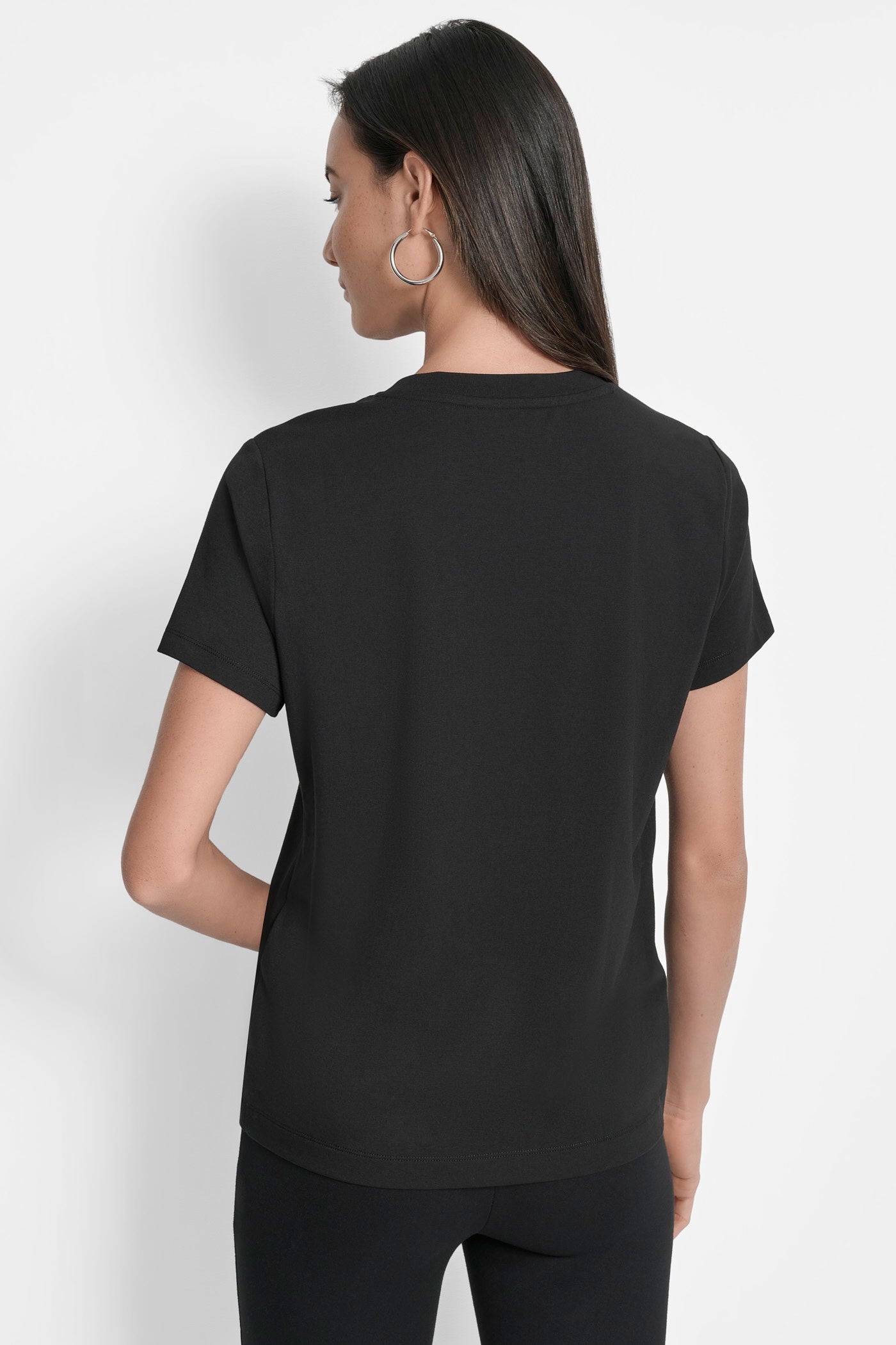 Black LOGO EMBELLISHED TEE, BACK VIEW | Tees & Tanks