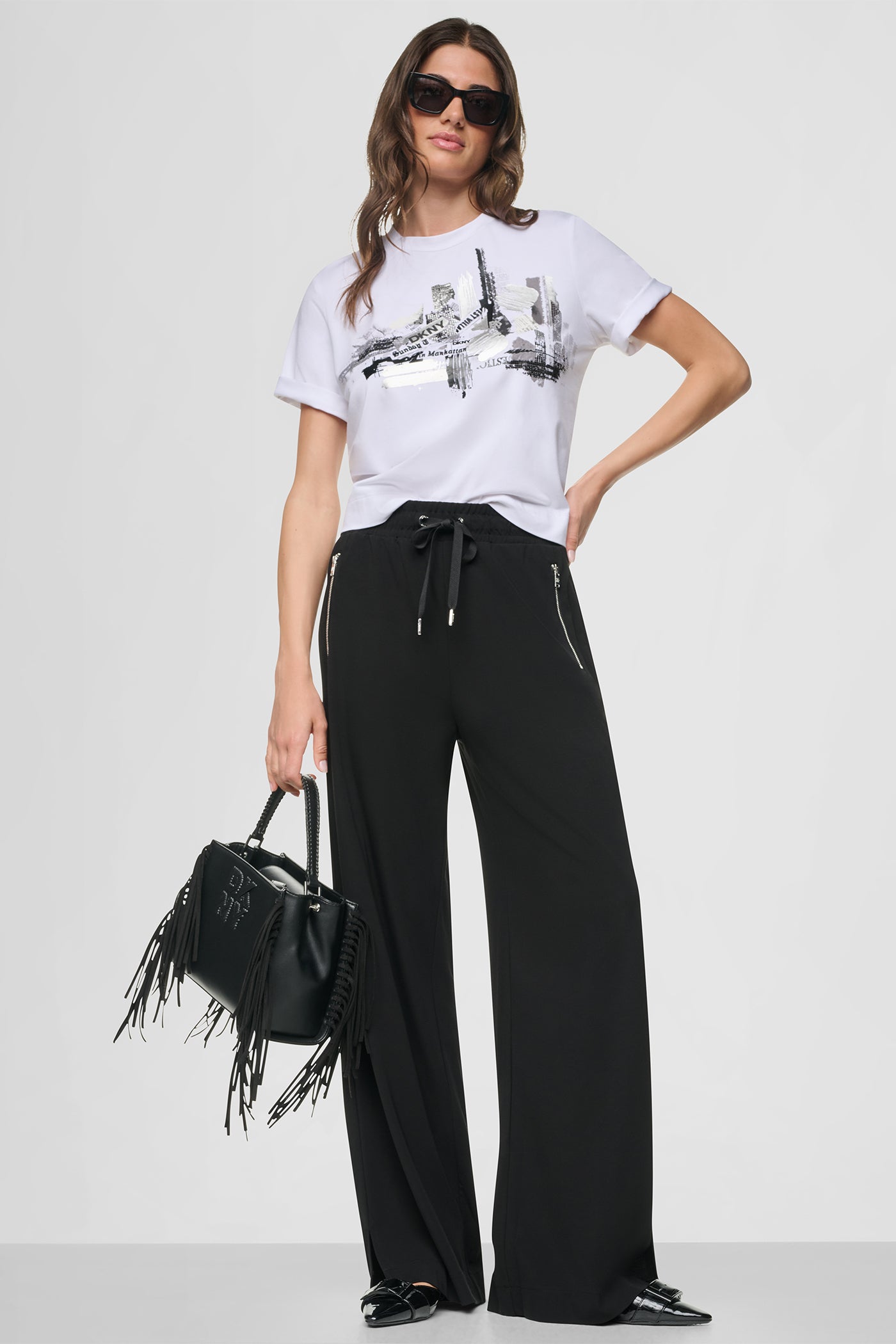 STUDDED NEWSPAPER LOGO TEE VIEW 7