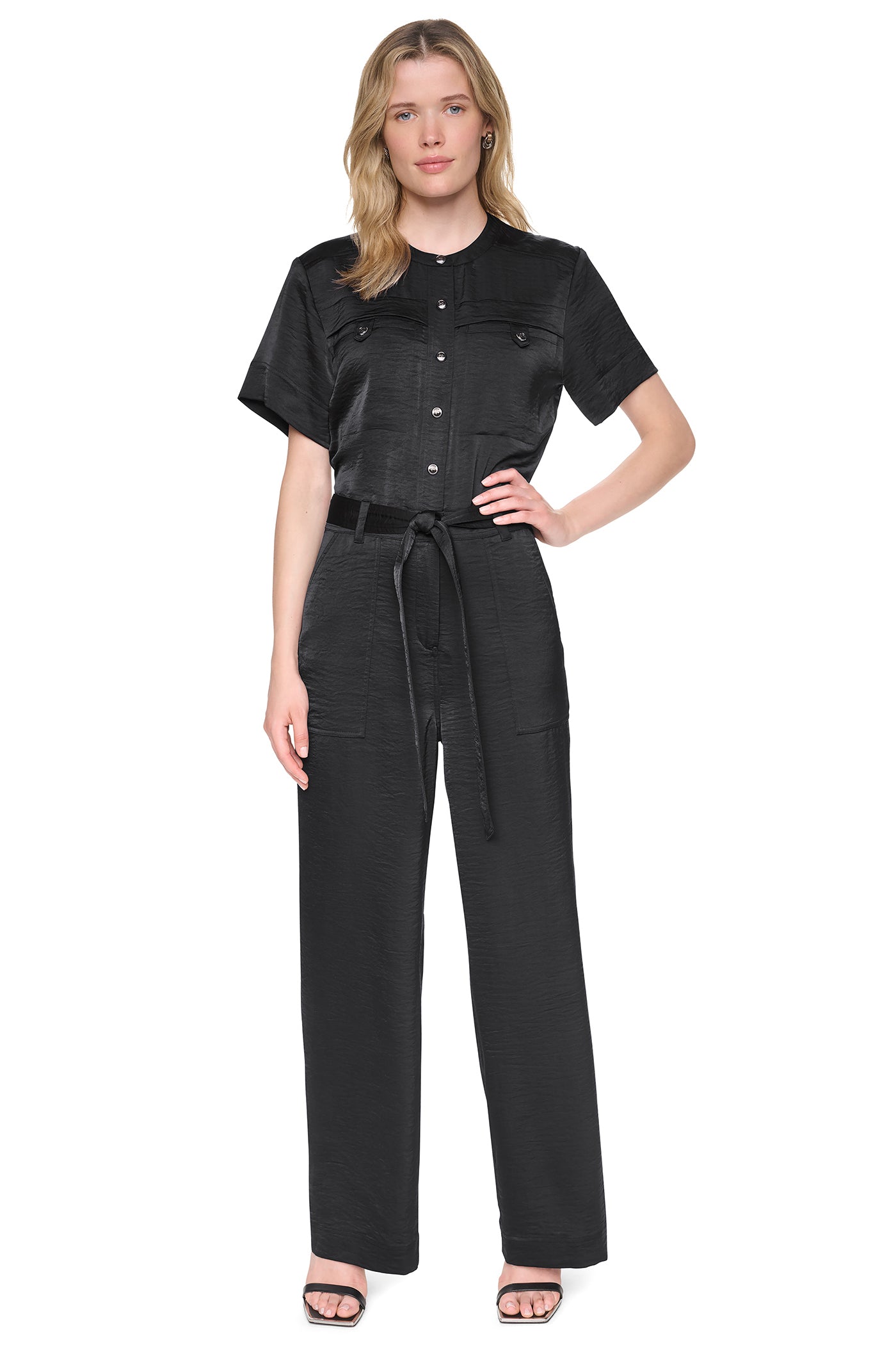 BUTTON FRONT UTILITY JUMPSUIT VIEW 4