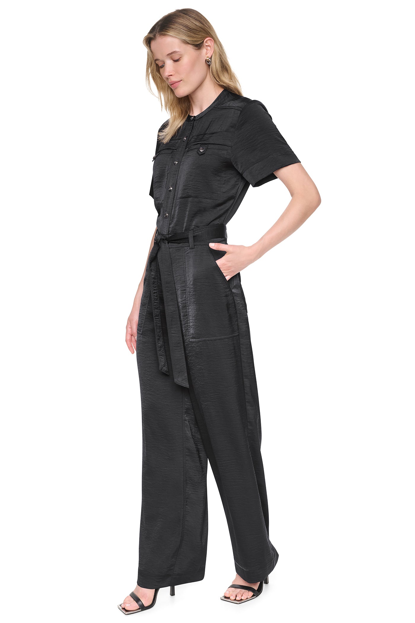 BUTTON FRONT UTILITY JUMPSUIT VIEW 3
