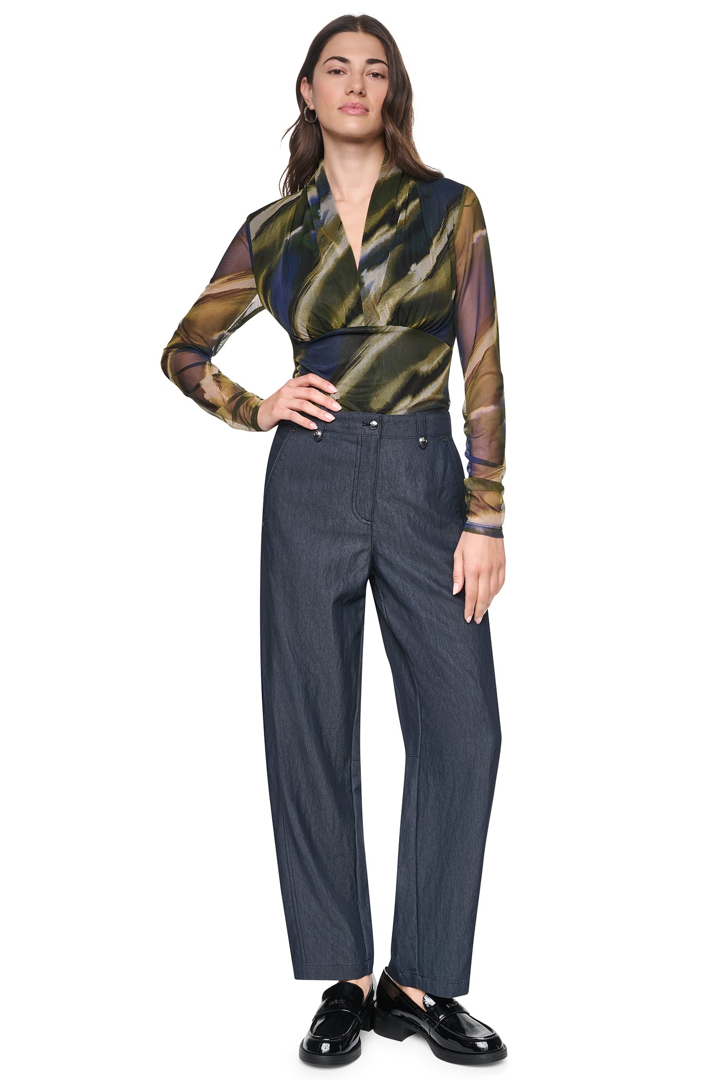 MID-RISE WASHED INDIGO WIDE LEG PANT VIEW 5