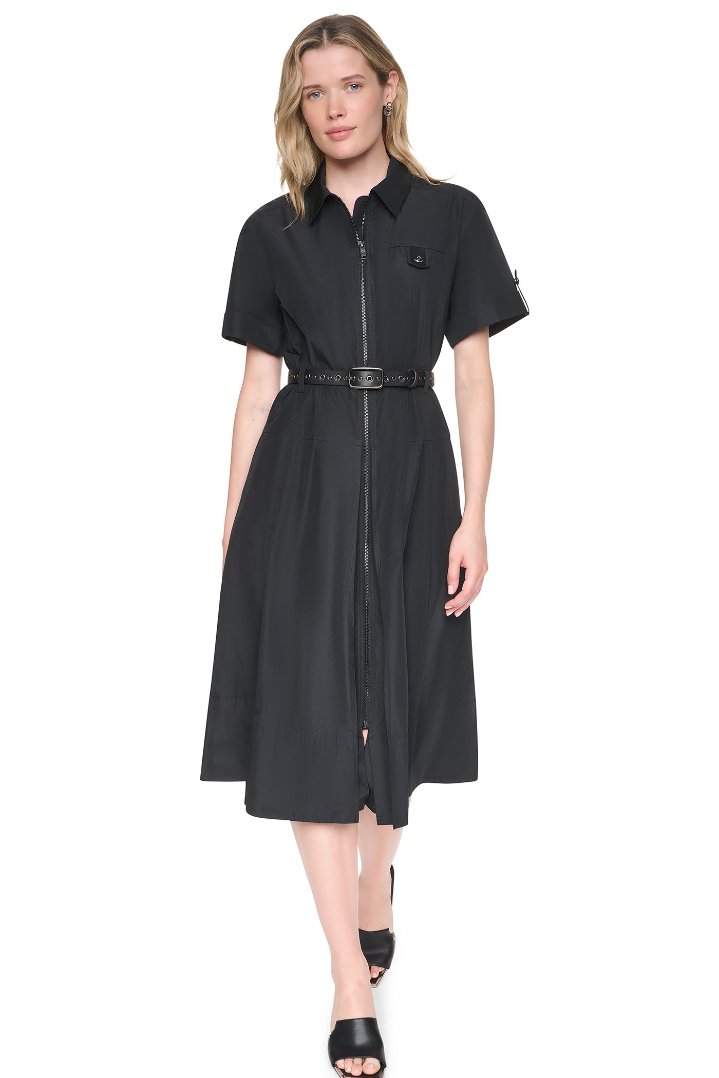 MEMORY TAFFETA ZIP FRONT DRESS VIEW 6