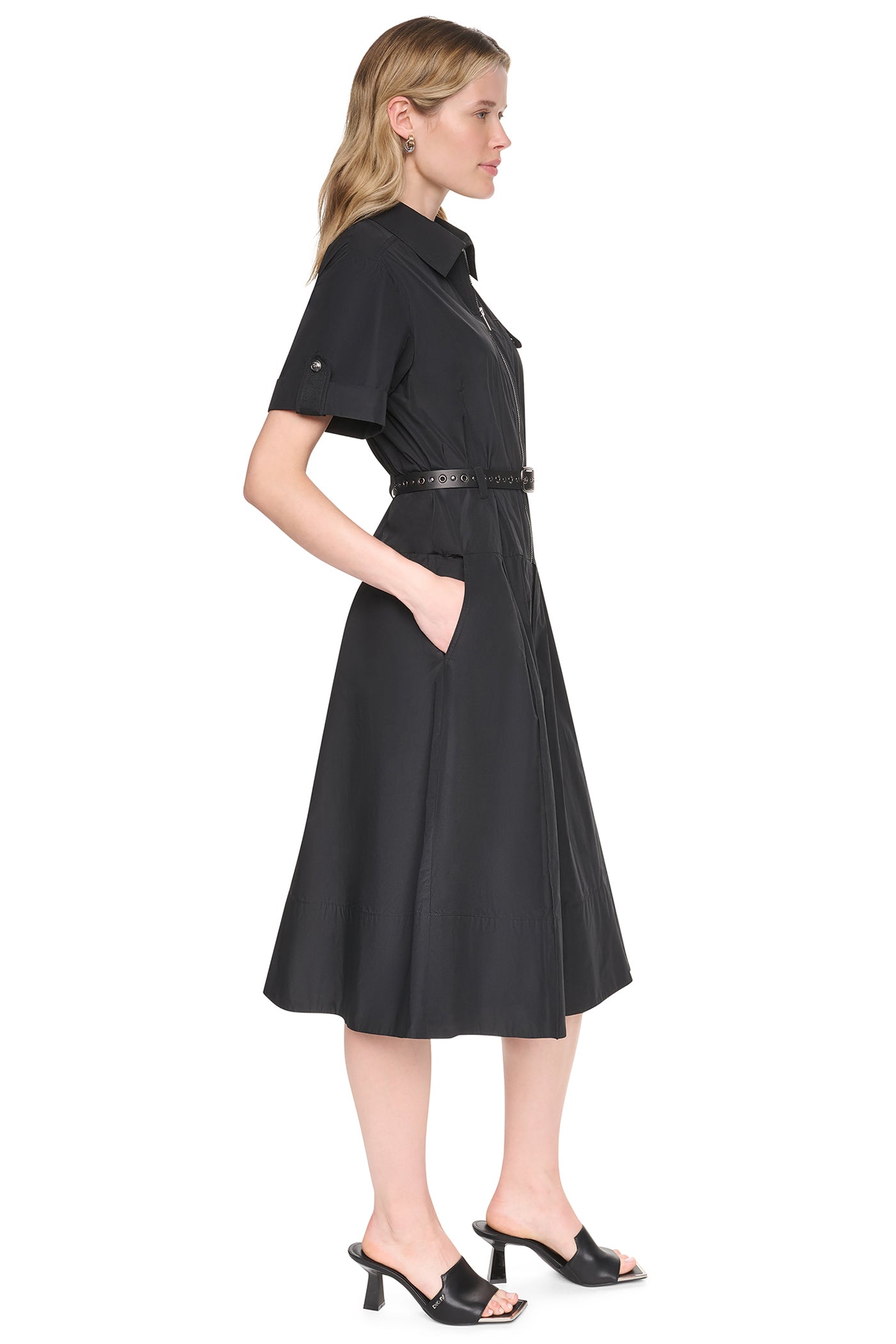 MEMORY TAFFETA ZIP FRONT DRESS VIEW 4