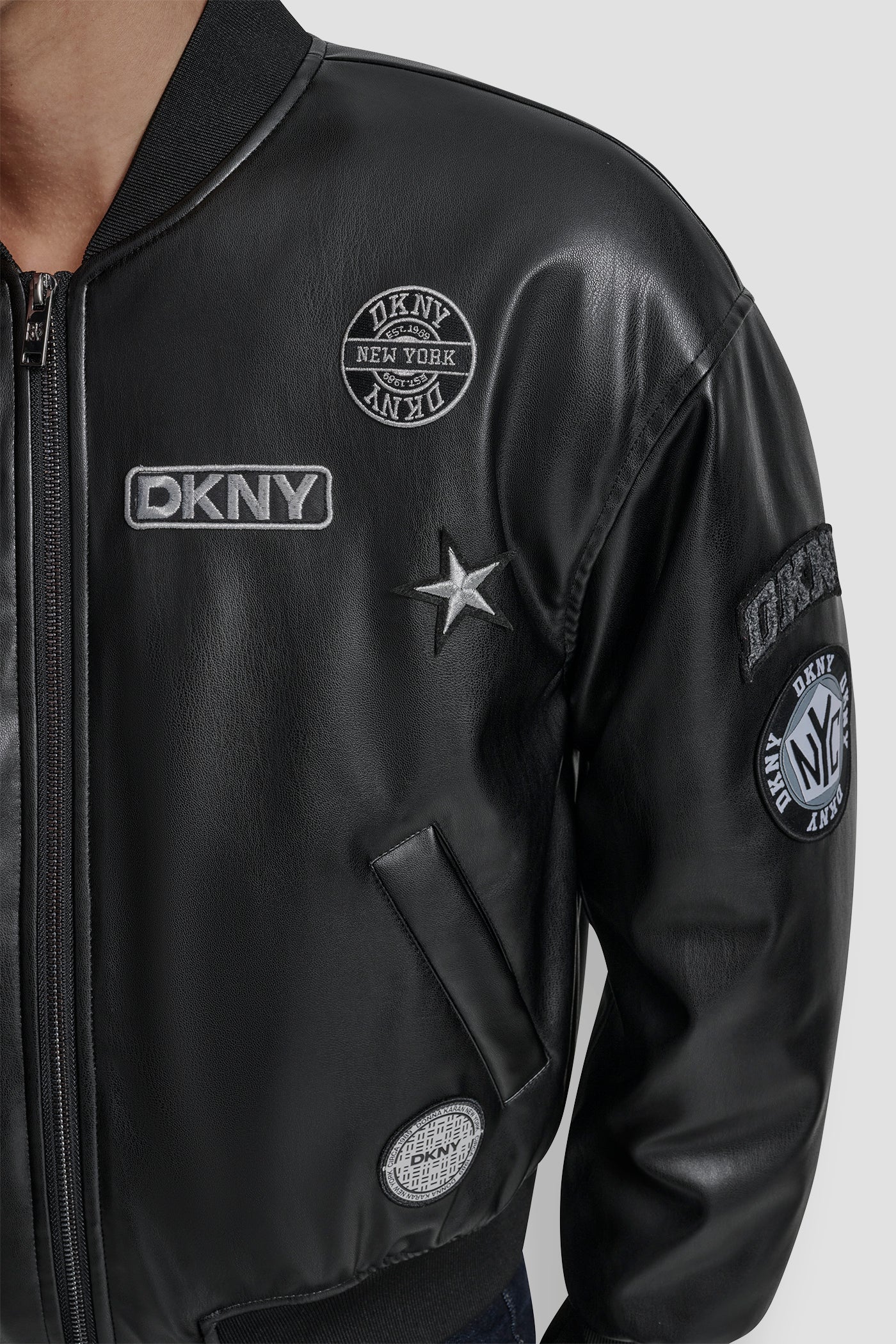 LONG SLEEVE PINS AND PATCHES BOMBER JACKET VIEW 4 | WOMENS COATS & JACKETS