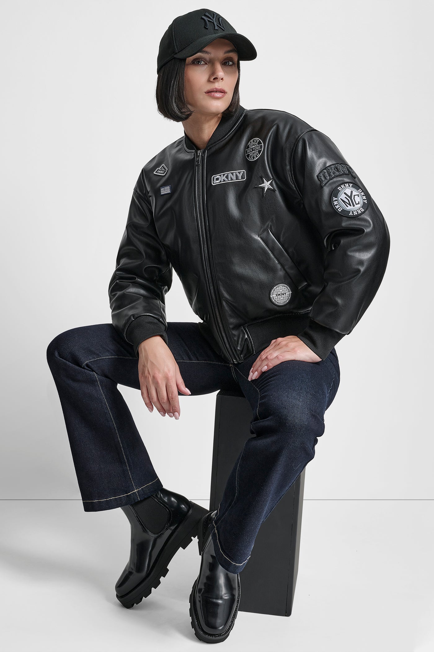 LONG SLEEVE PINS AND PATCHES BOMBER JACKET VIEW 6 | WOMENS COATS & JACKETS