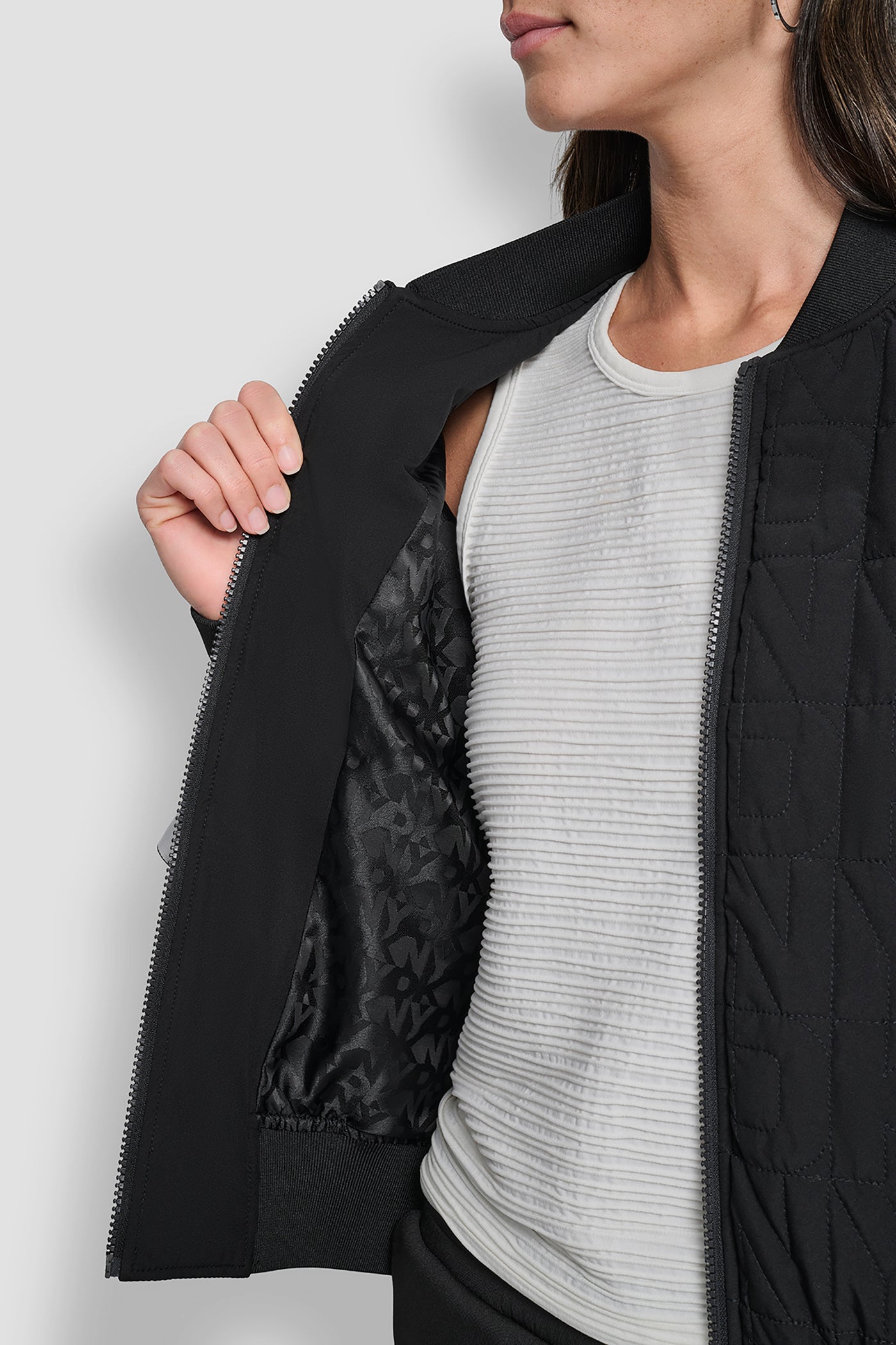 QUILTED STACK LOGO BOMBER JACKET VIEW 5 | Clothing