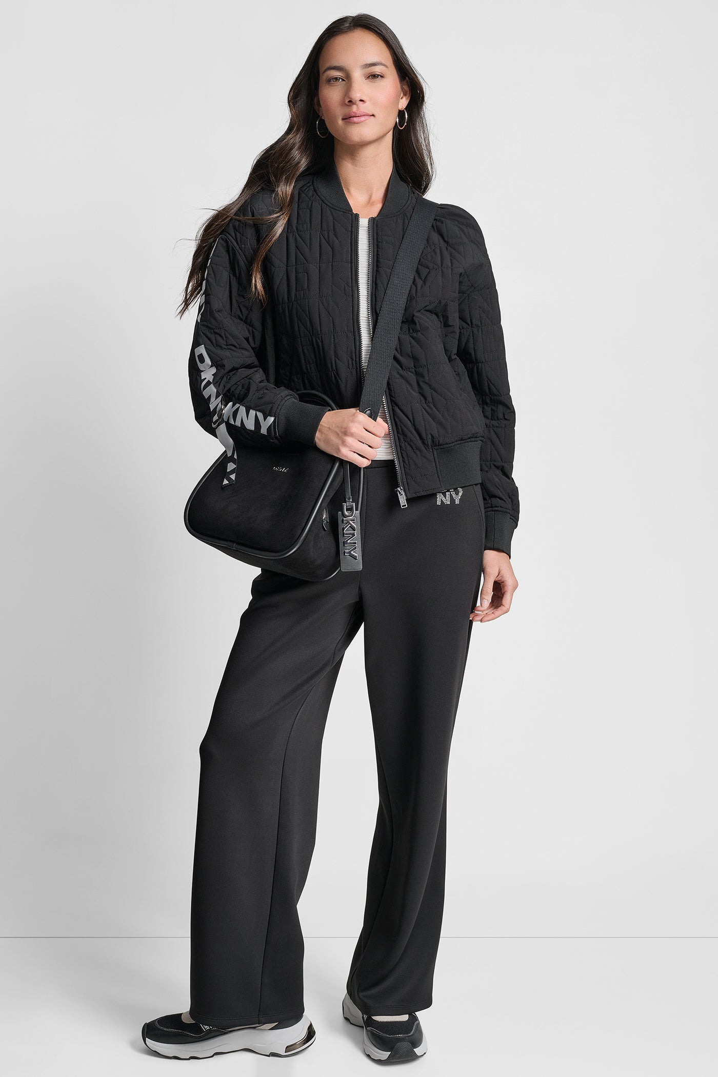 QUILTED STACK LOGO BOMBER JACKET VIEW 7 | Clothing